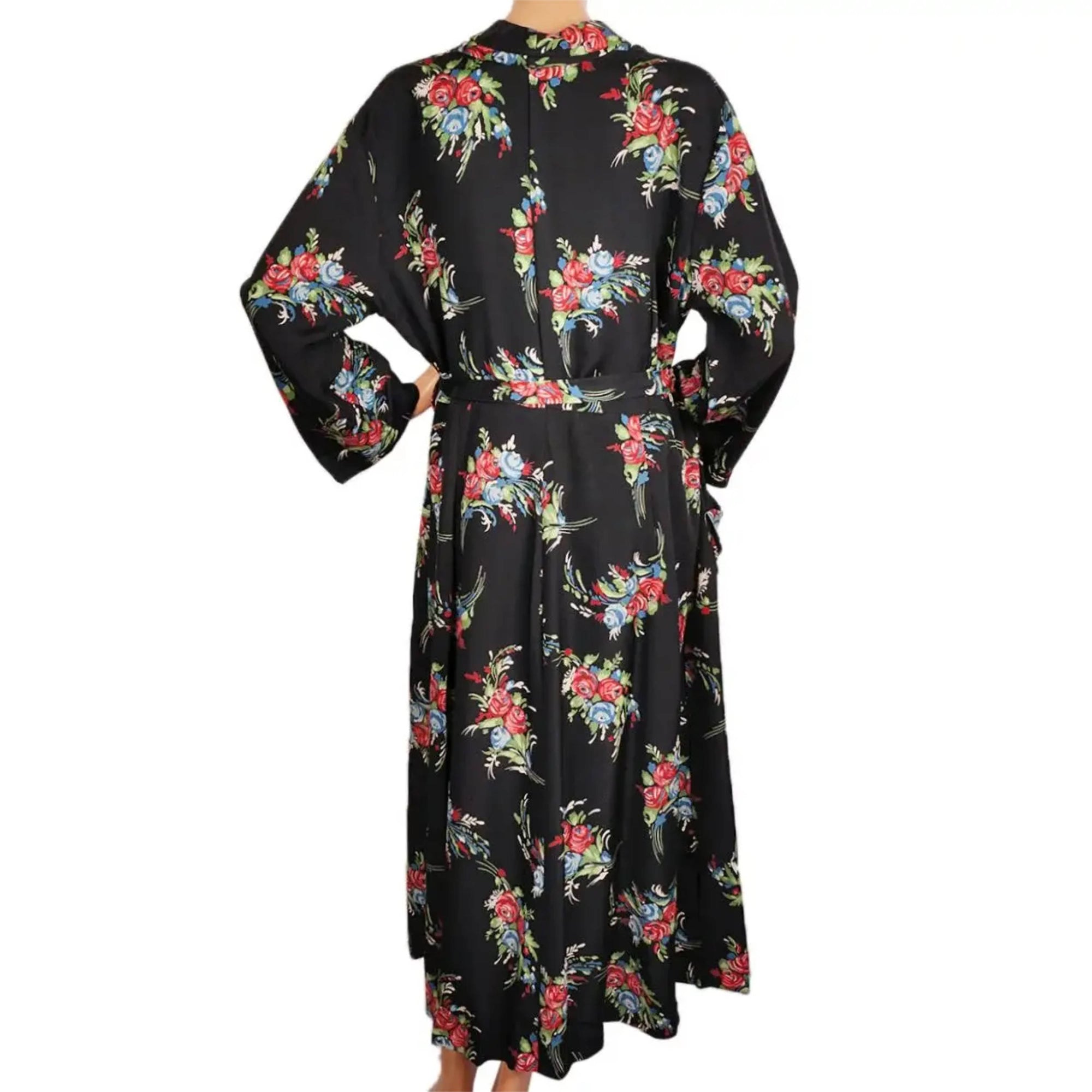 Vintage 1940s Ladies Dressing Gown Floral Chintz Robe Size L