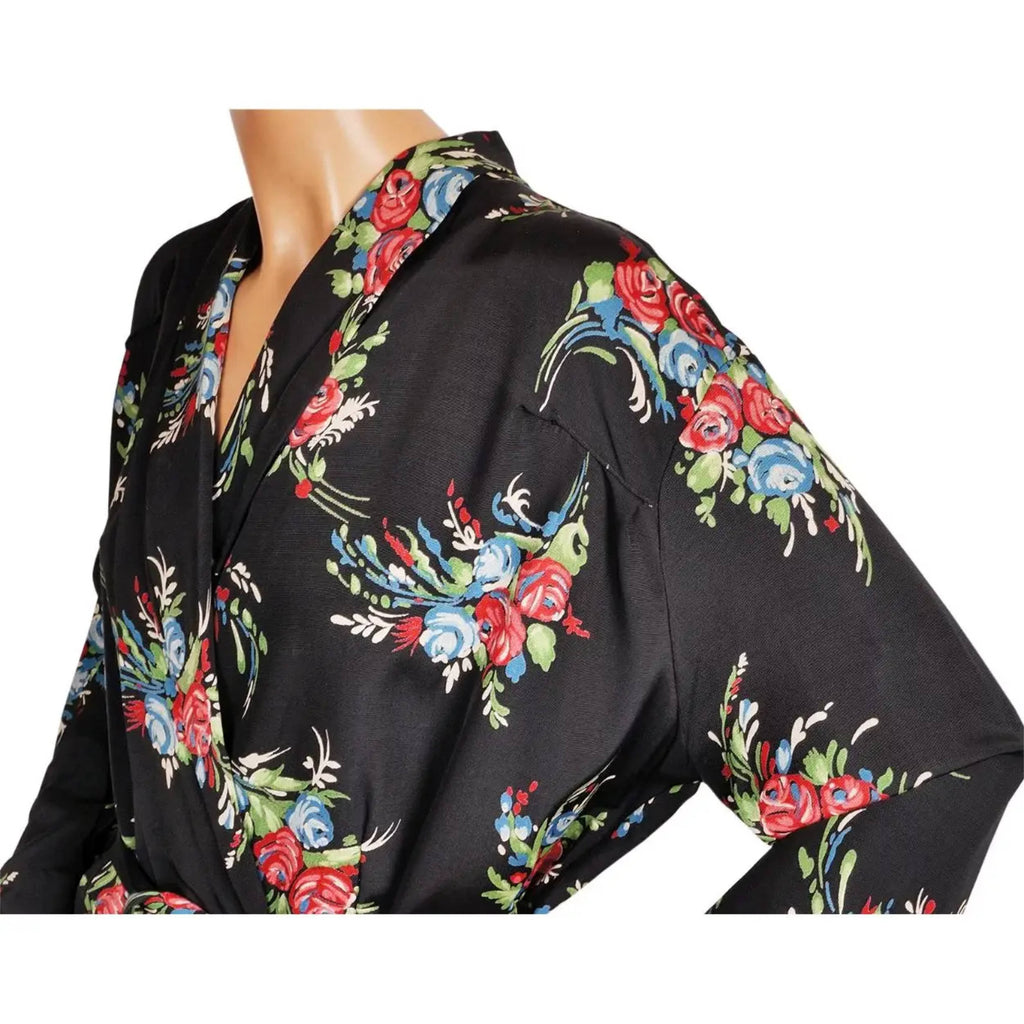 Vintage 1940s Ladies Dressing Gown Floral Chintz Robe Size L
