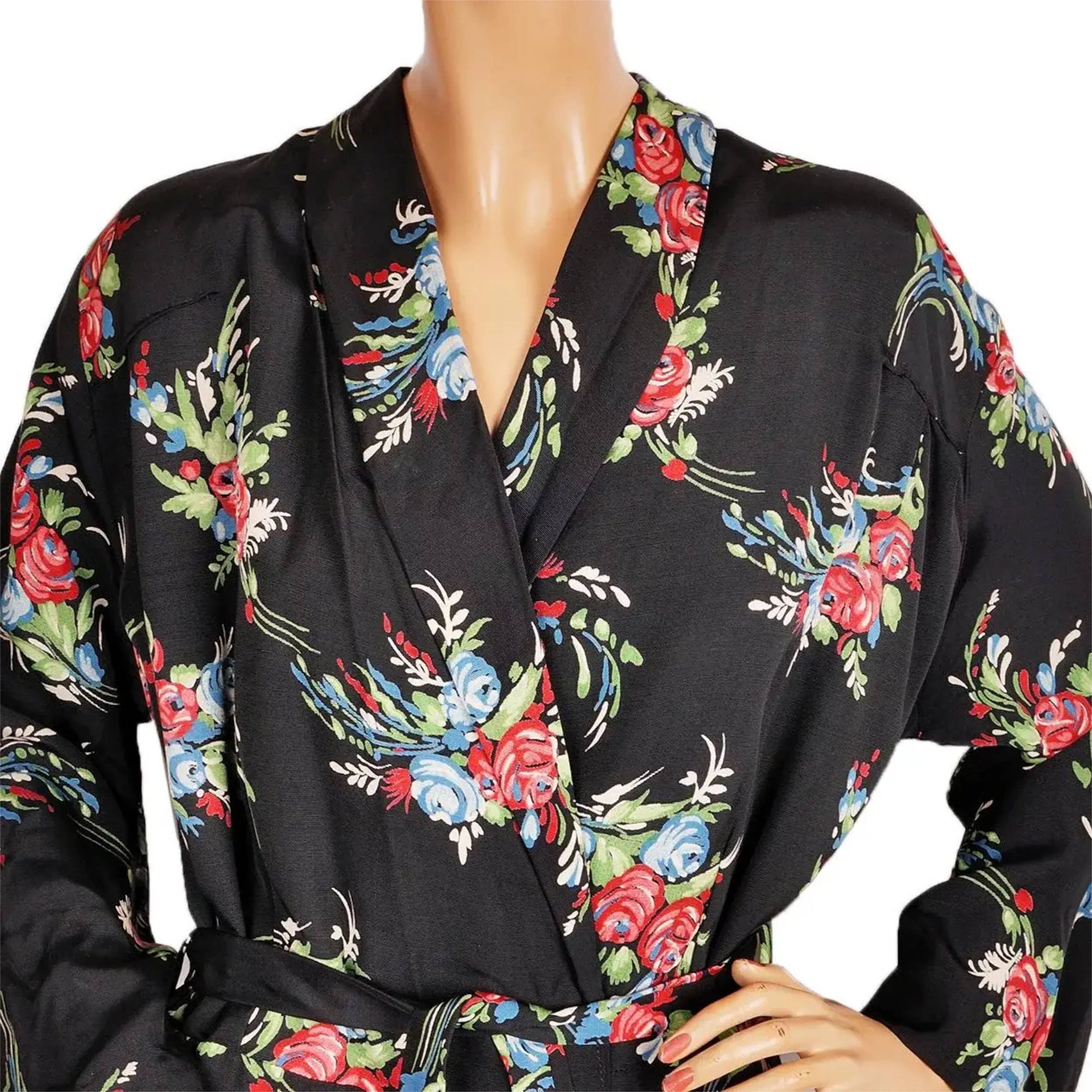 Vintage 1940s Ladies Dressing Gown Floral Chintz Robe Size L