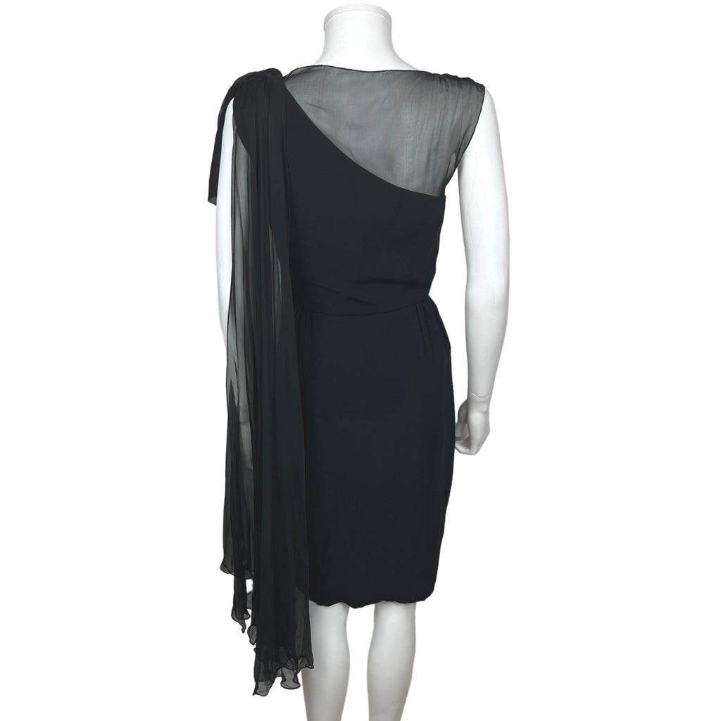 Vintage 1960s Cocktail Dress with Illusion Neckline Size S