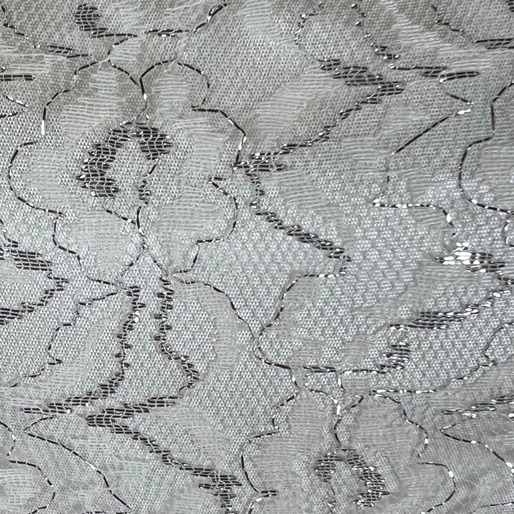 Vintage 1950s Party Dress Metallic White Lace & Taffeta Sz S
