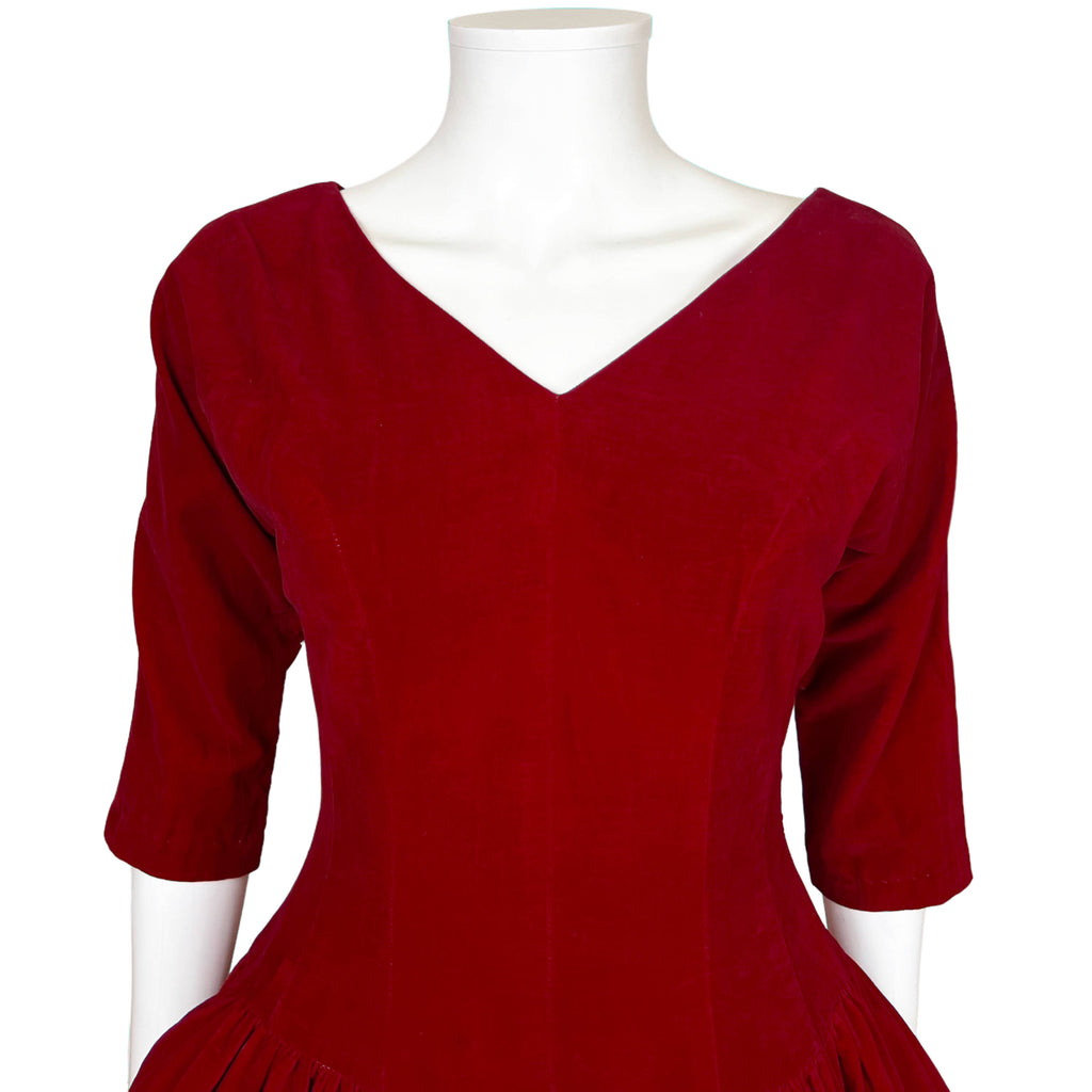 Vintage 1950s Red Velvet Dress Size Medium