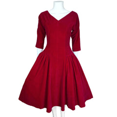 Vintage 1950s Red Velvet Dress Size Medium