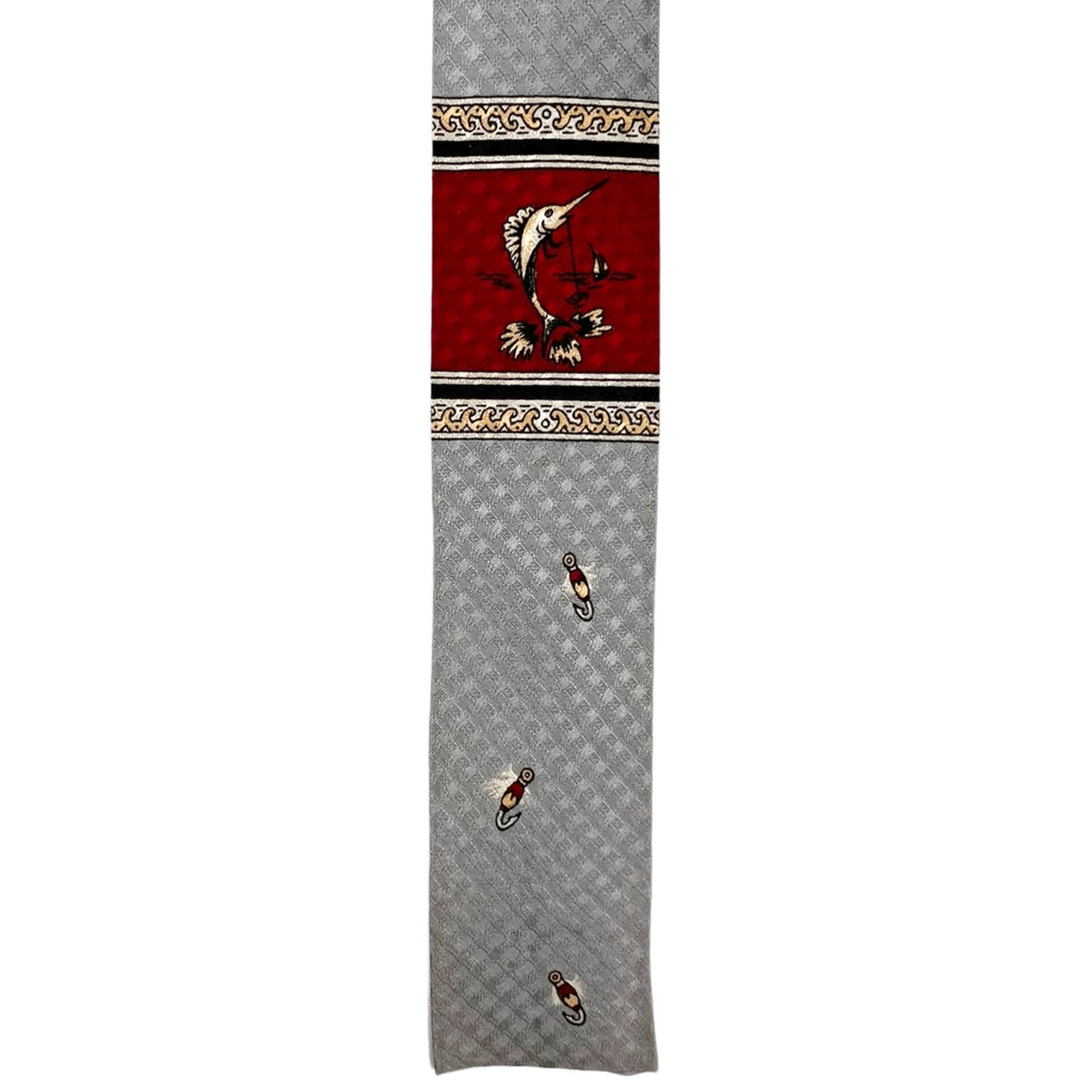 1950s Vintage Fishing Skinny Tie Square Ends Sailfish