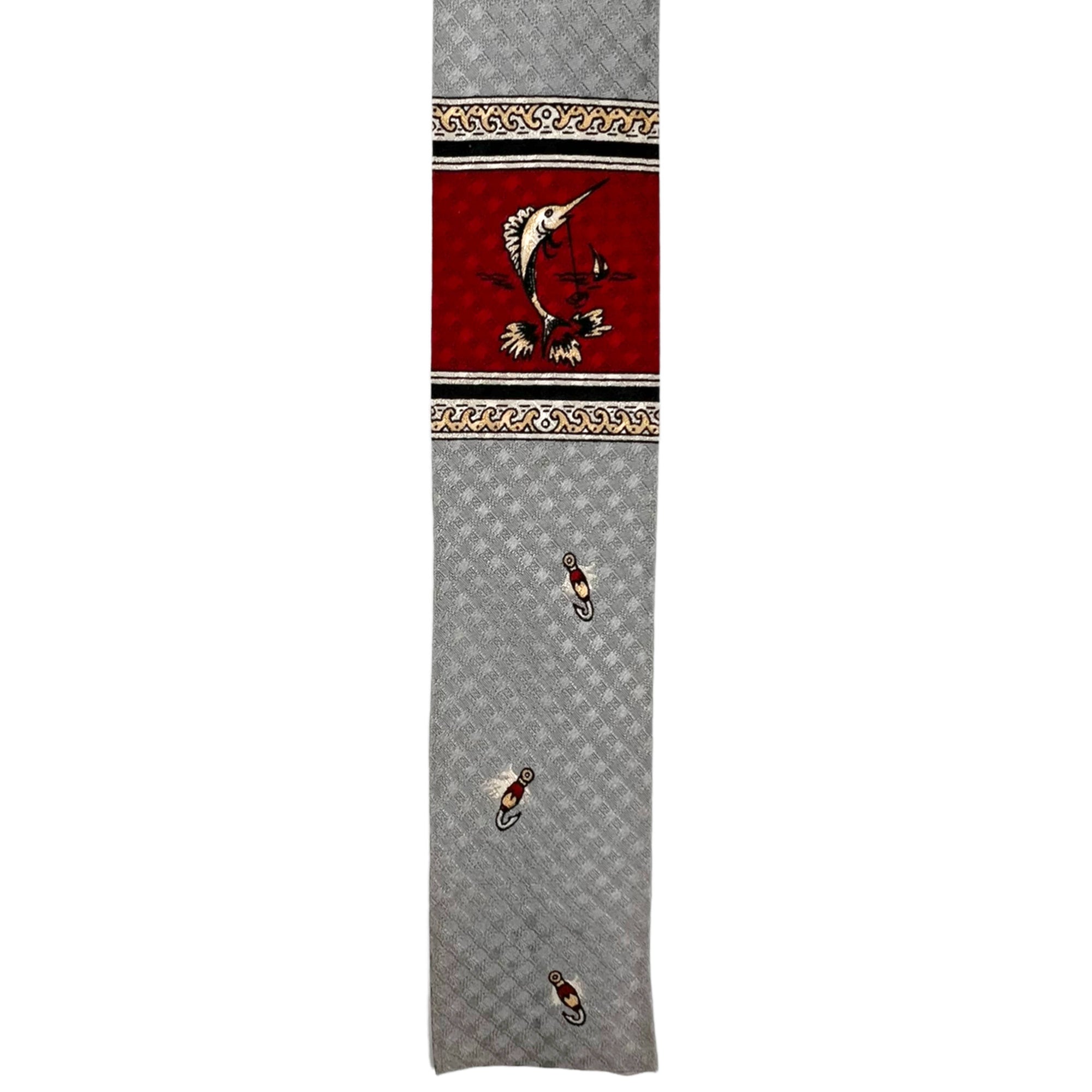 1950s Vintage Fishing Skinny Tie Square Ends Sailfish