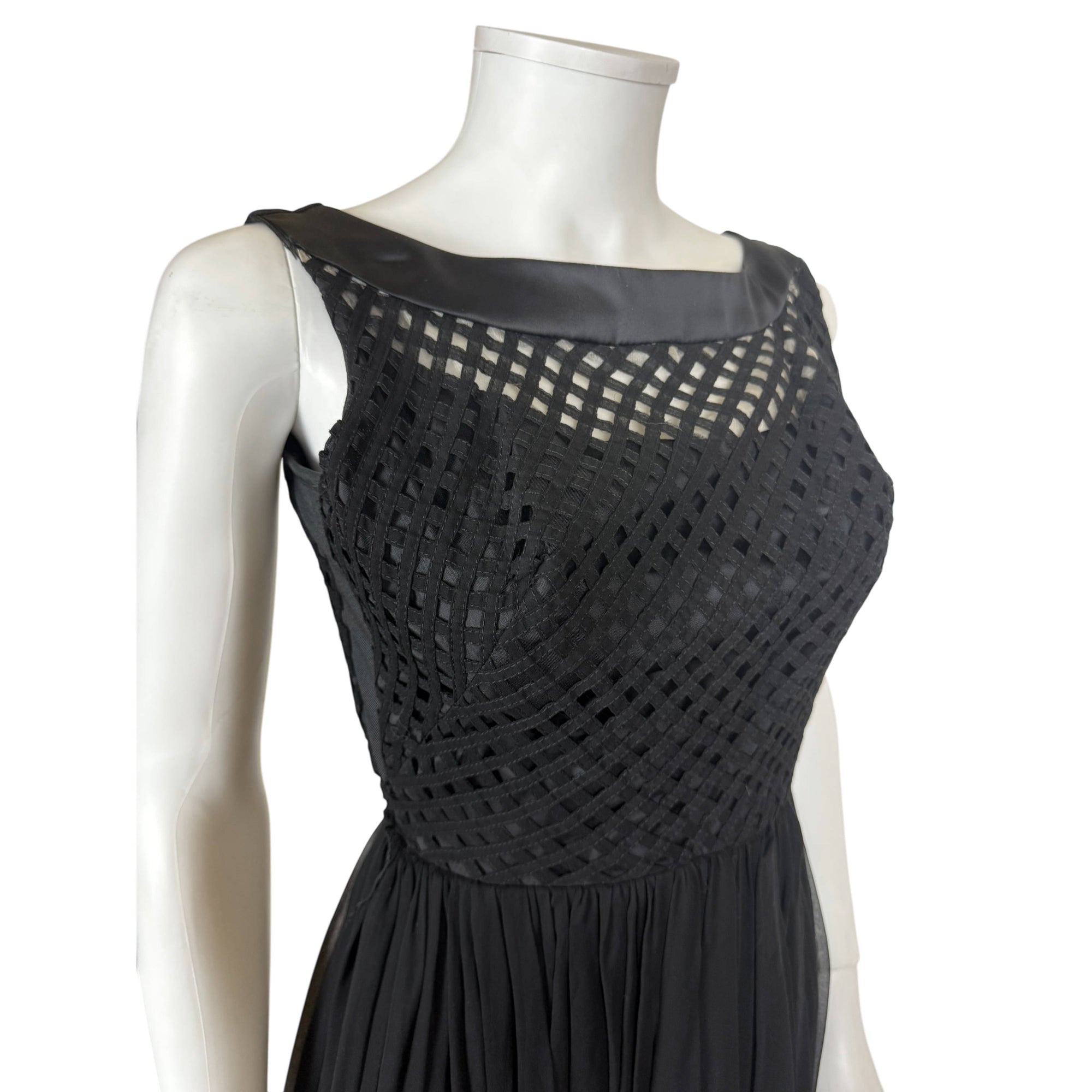 Vintage 1960s Cocktail Dress Silk Chiffon Bombshell 24” W