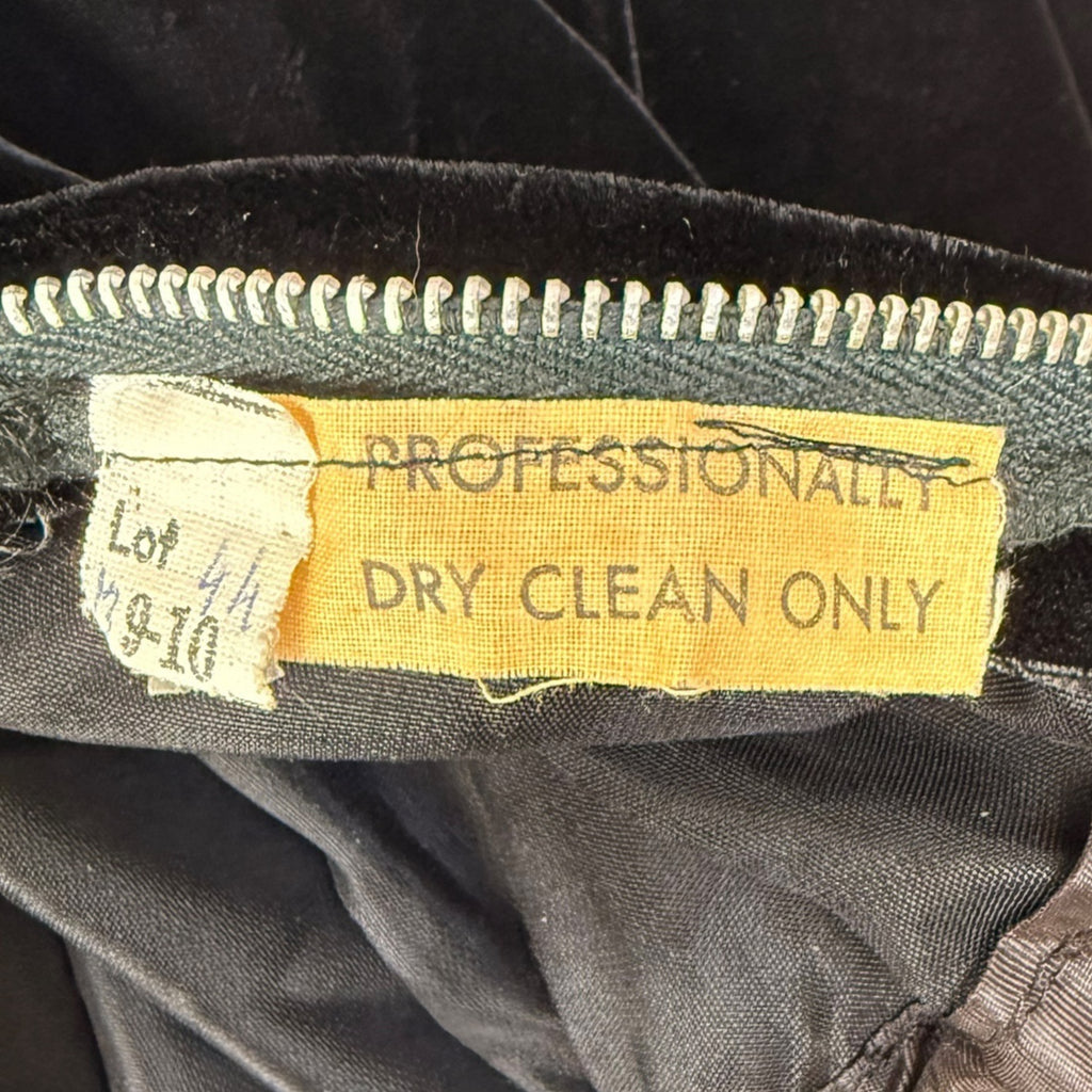 Vintage 1960s Black Velvet Evening Gown Halter Dress Size M