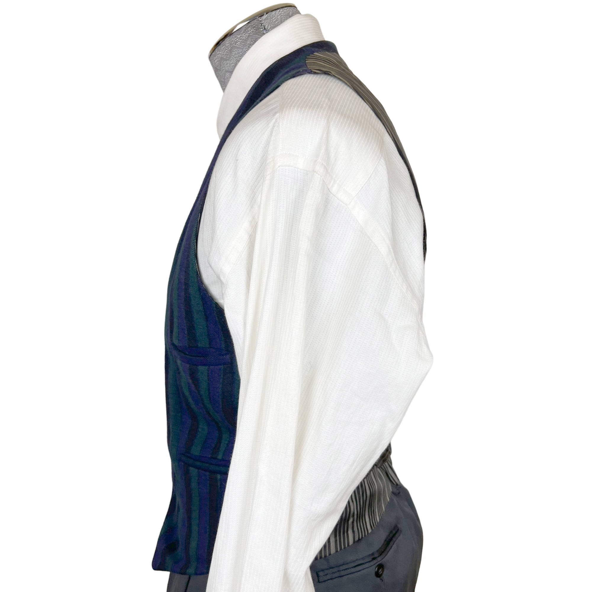 Vintage 1960s Mens Vest Mod Blue Green Striped Wool Size M