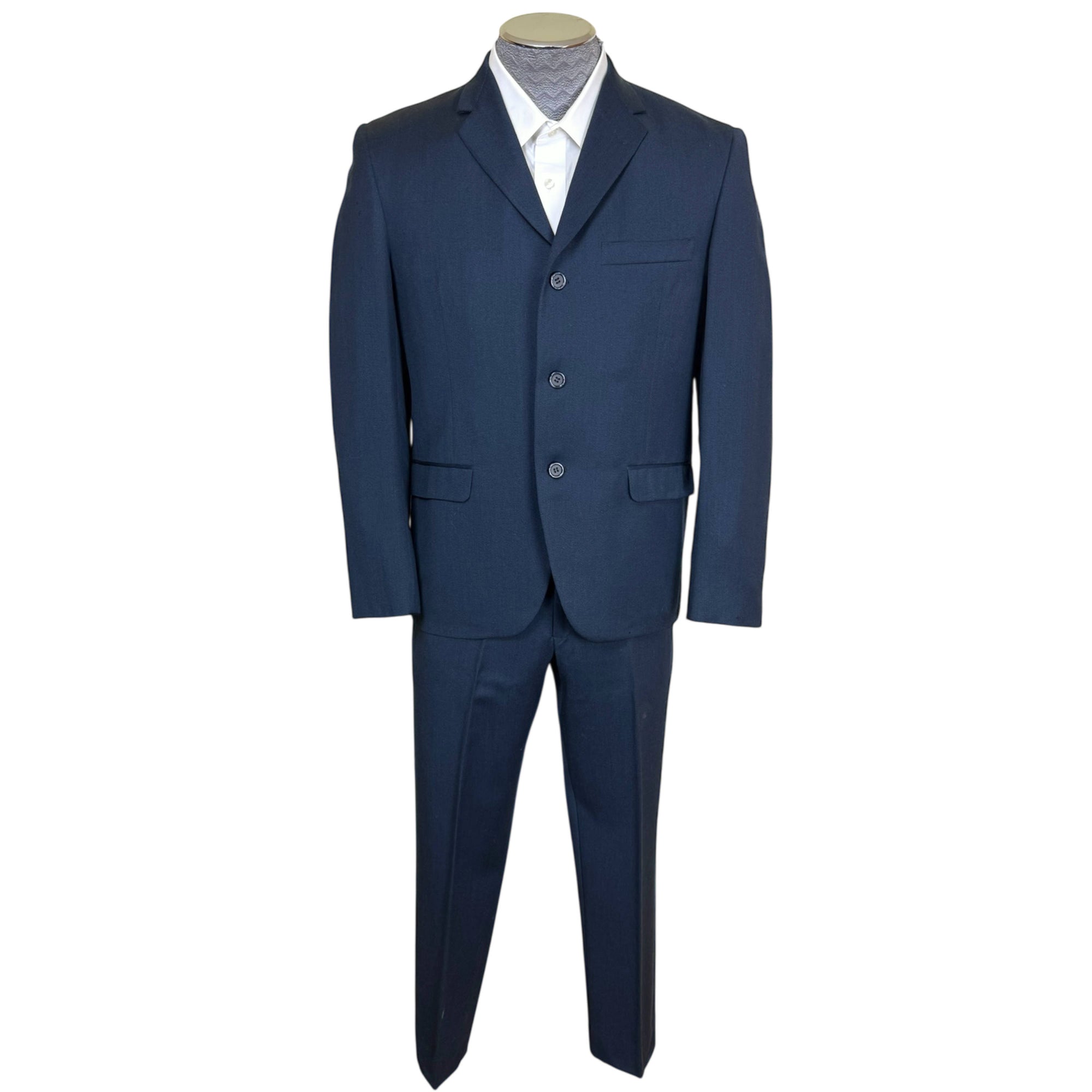 1960s blue Venetian wool men’s suit front view