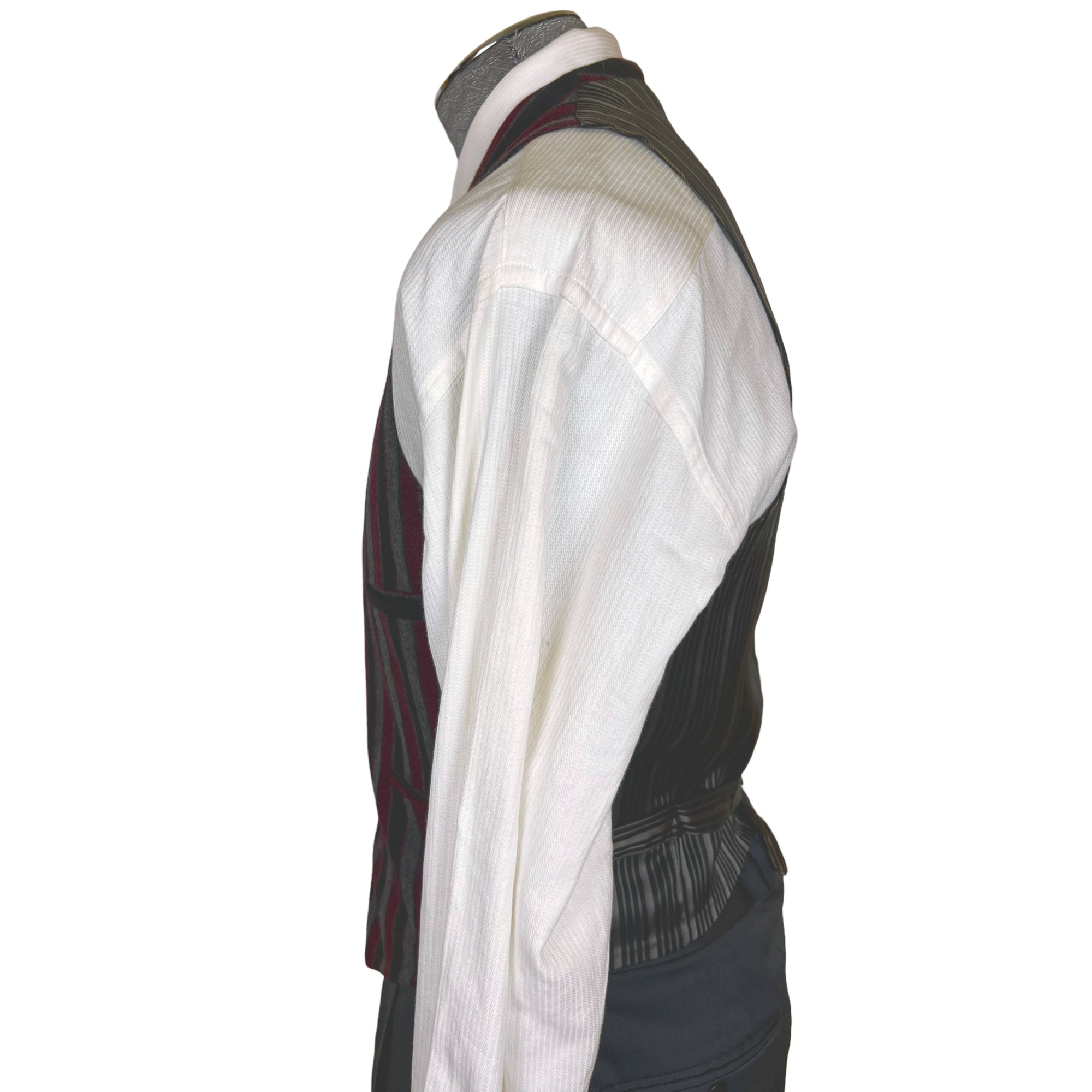 Vintage 1960s Mens Vest Maroon Striped Wool Mod Style Size M