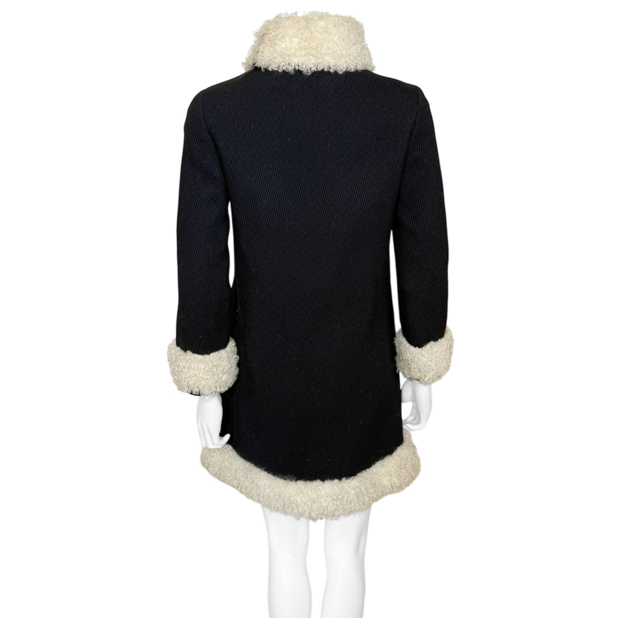 1960s wool coat with mouton trim back view