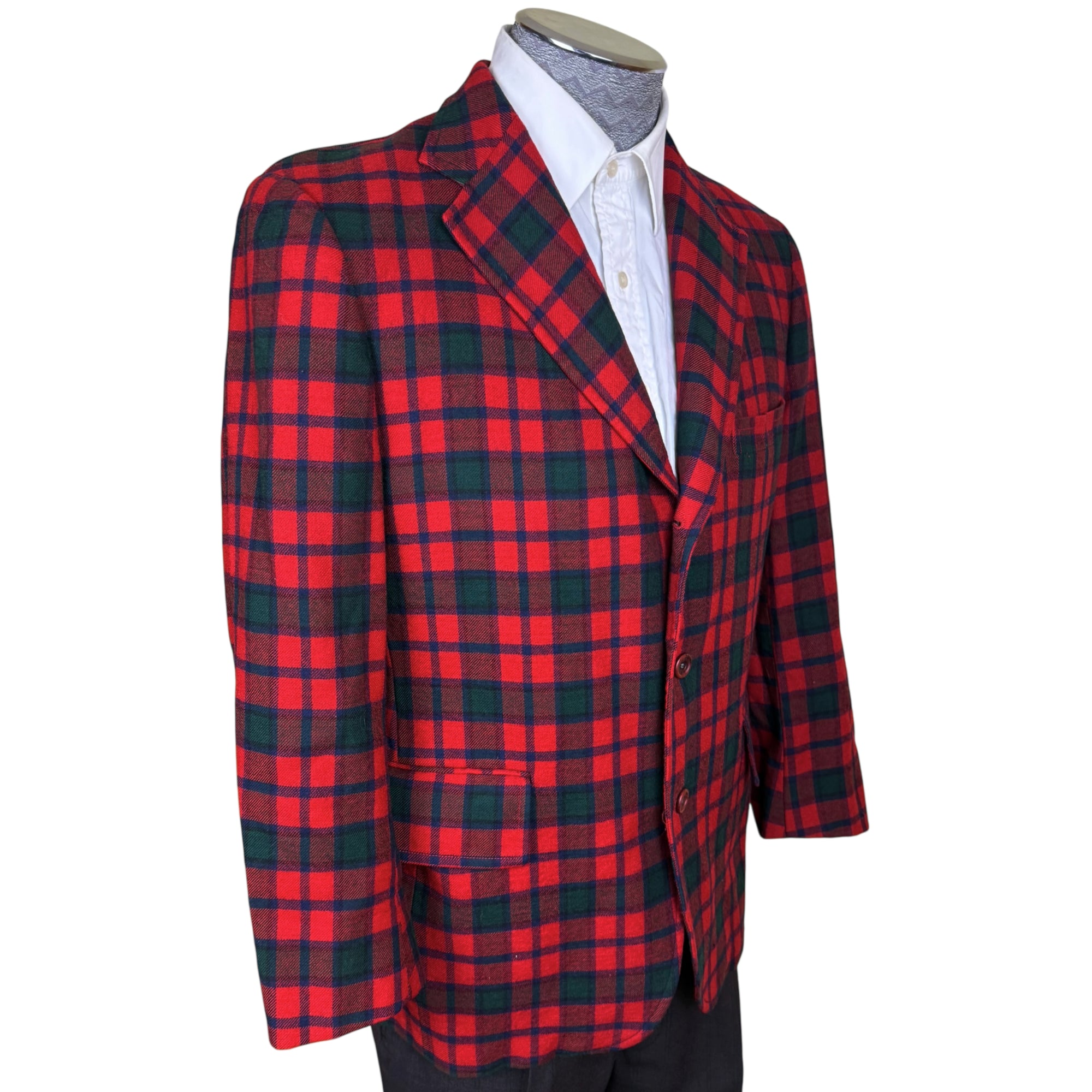 Vintage 1960s Tartan Plaid Wool Blazer Jacket Scottish-Inspired Size 38 Short