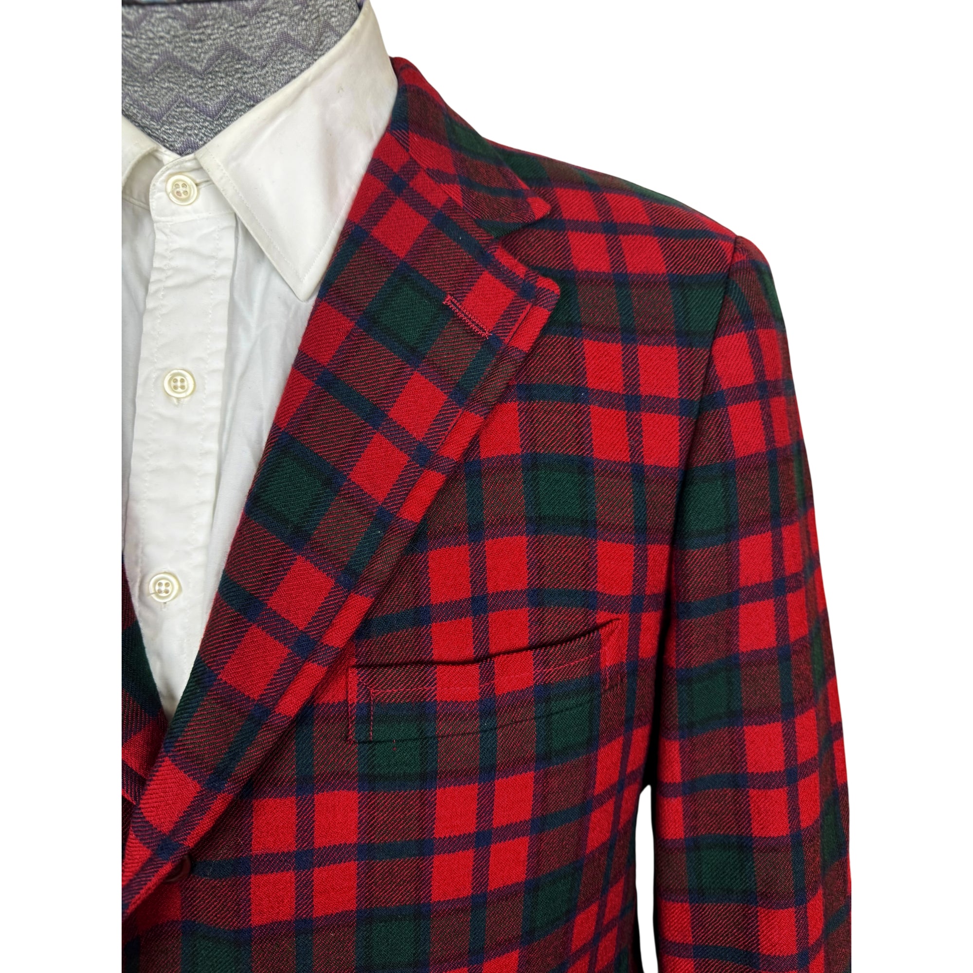 Vintage 1960s Tartan Plaid Wool Blazer Jacket Scottish-Inspired Size 38 Short