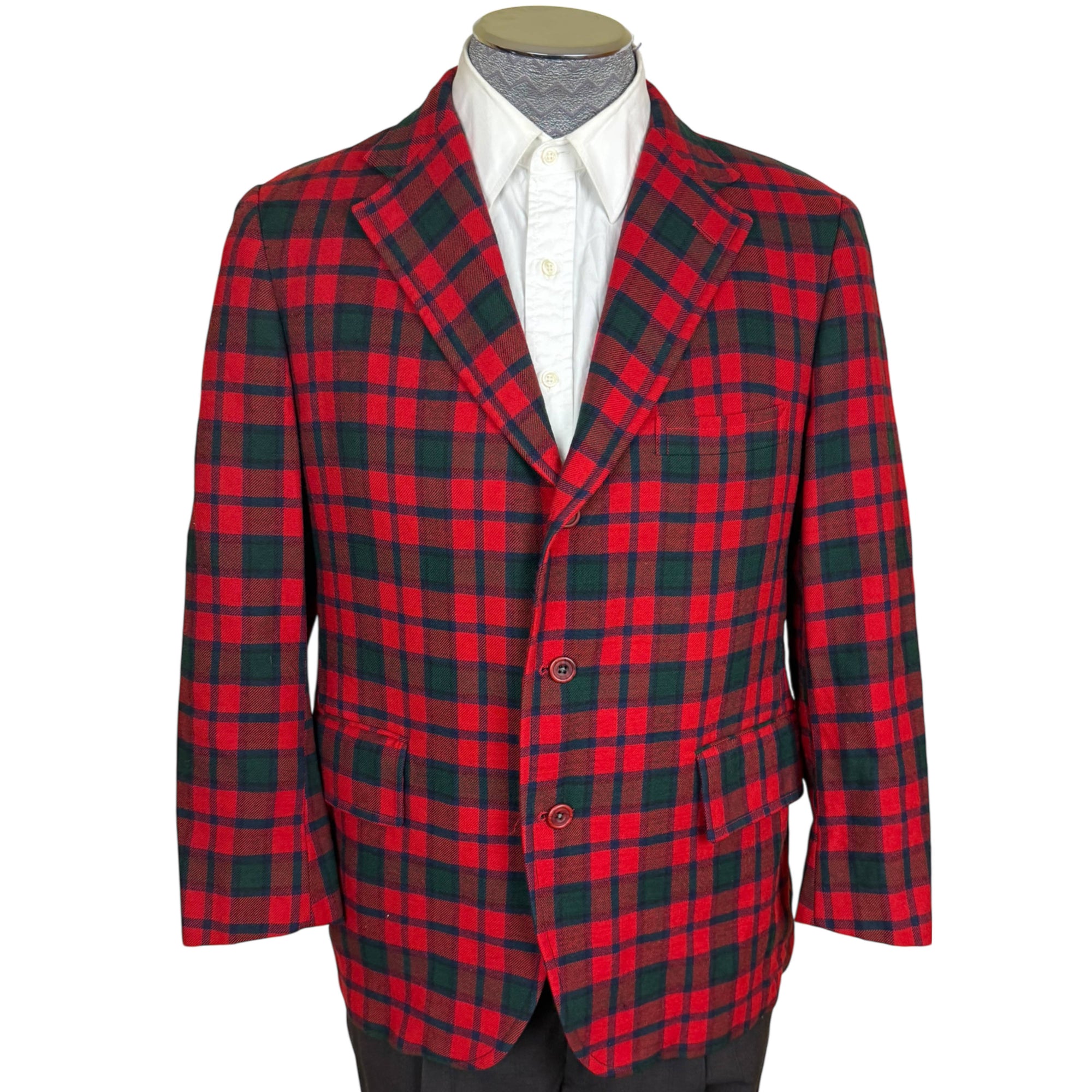 Vintage 1960s Tartan Plaid Wool Blazer Jacket Scottish-Inspired Size 38 Short