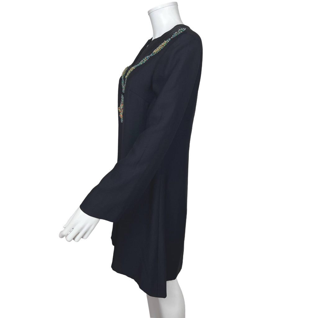Vintage 1960s Sequinned Dress w Trompe L’Oeil Necklace
