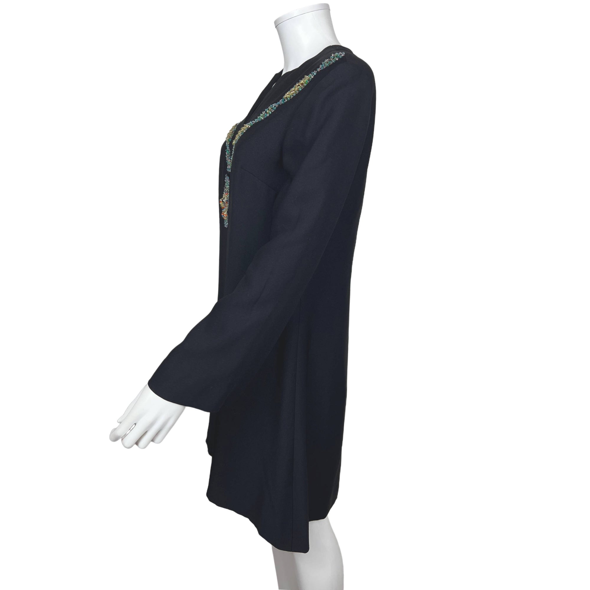 Vintage 1960s Sequinned Dress w Trompe L’Oeil Necklace