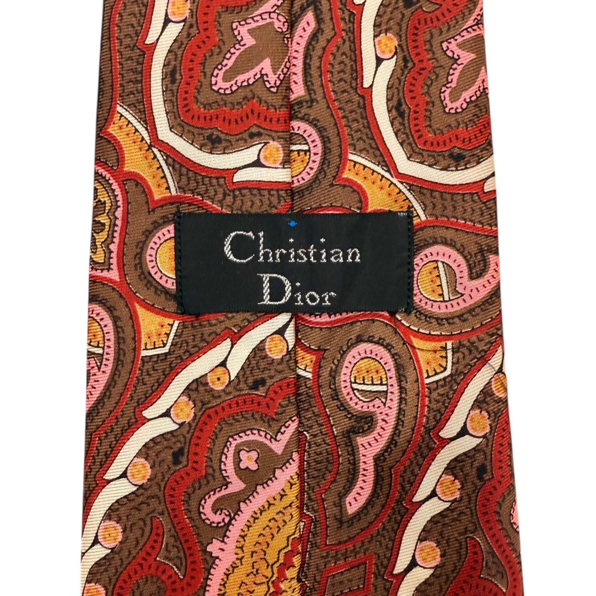 Vintage 1970s Christian Dior Tie Ornate Necktie Triacetate Kipper