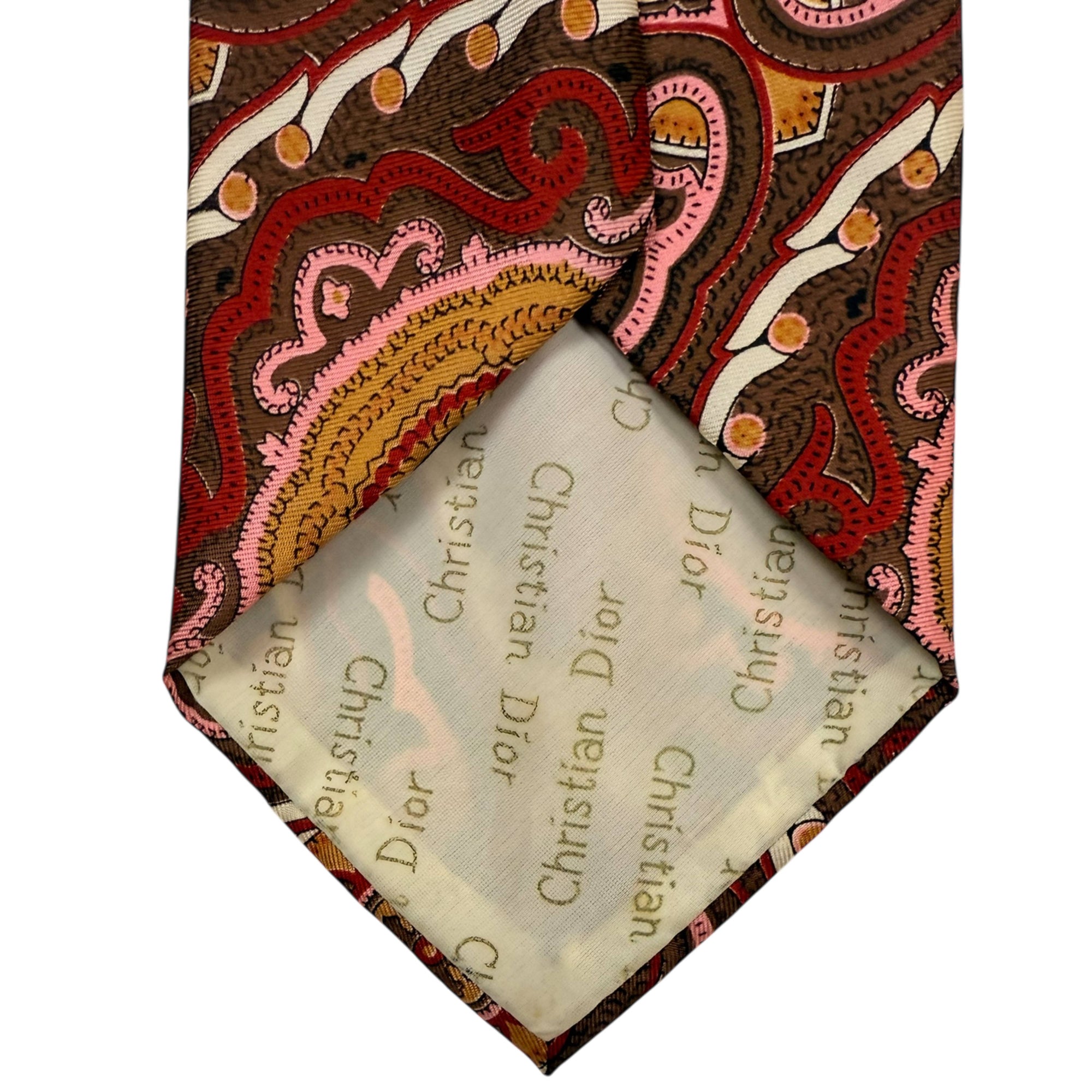 Vintage 1970s Christian Dior Tie Ornate Necktie Triacetate Kipper