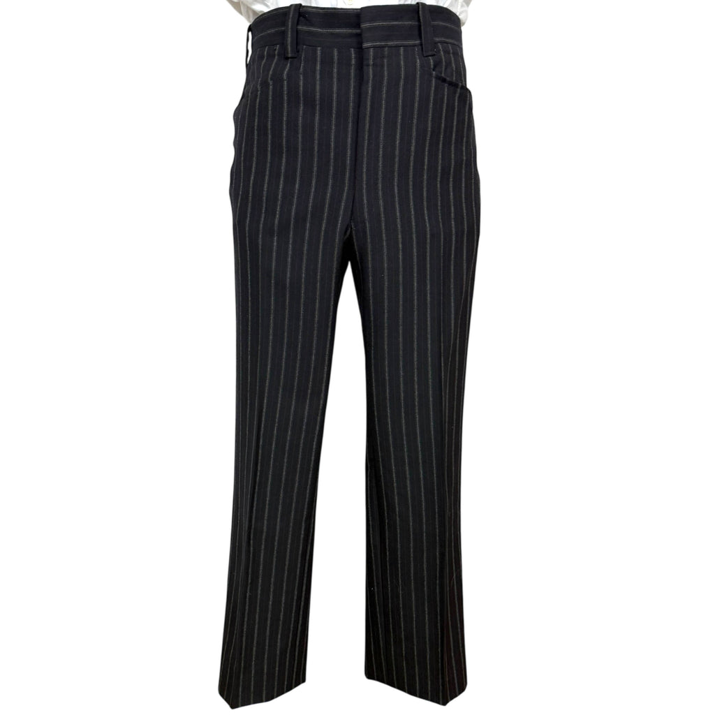 Vintage 1970s Mens Suit Pinstripe Black Wool Custom Size M