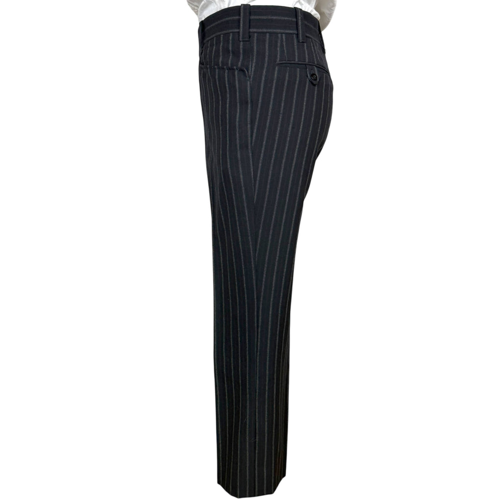 Vintage 1970s Mens Suit Pinstripe Black Wool Custom Size M