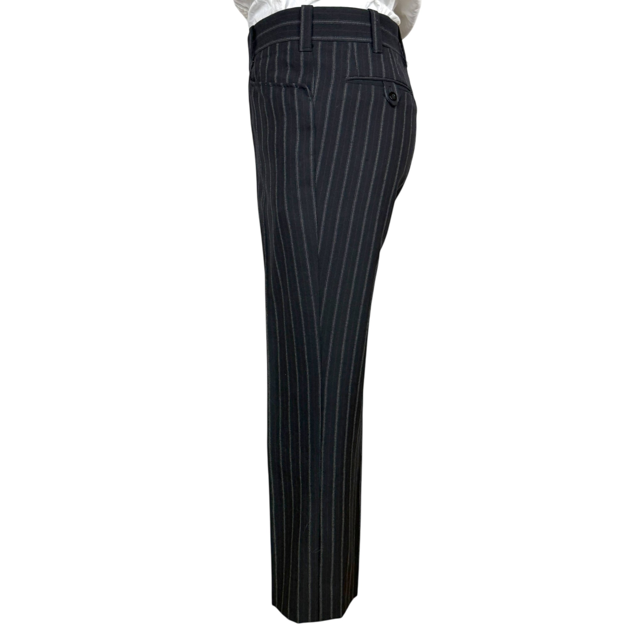 Vintage 1970s Mens Suit Pinstripe Black Wool Custom Size M