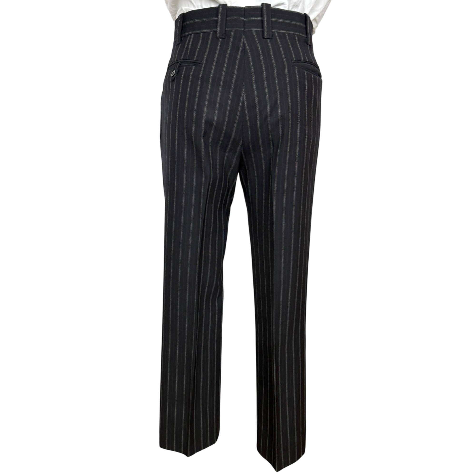 Vintage 1970s Mens Suit Pinstripe Black Wool Custom Size M