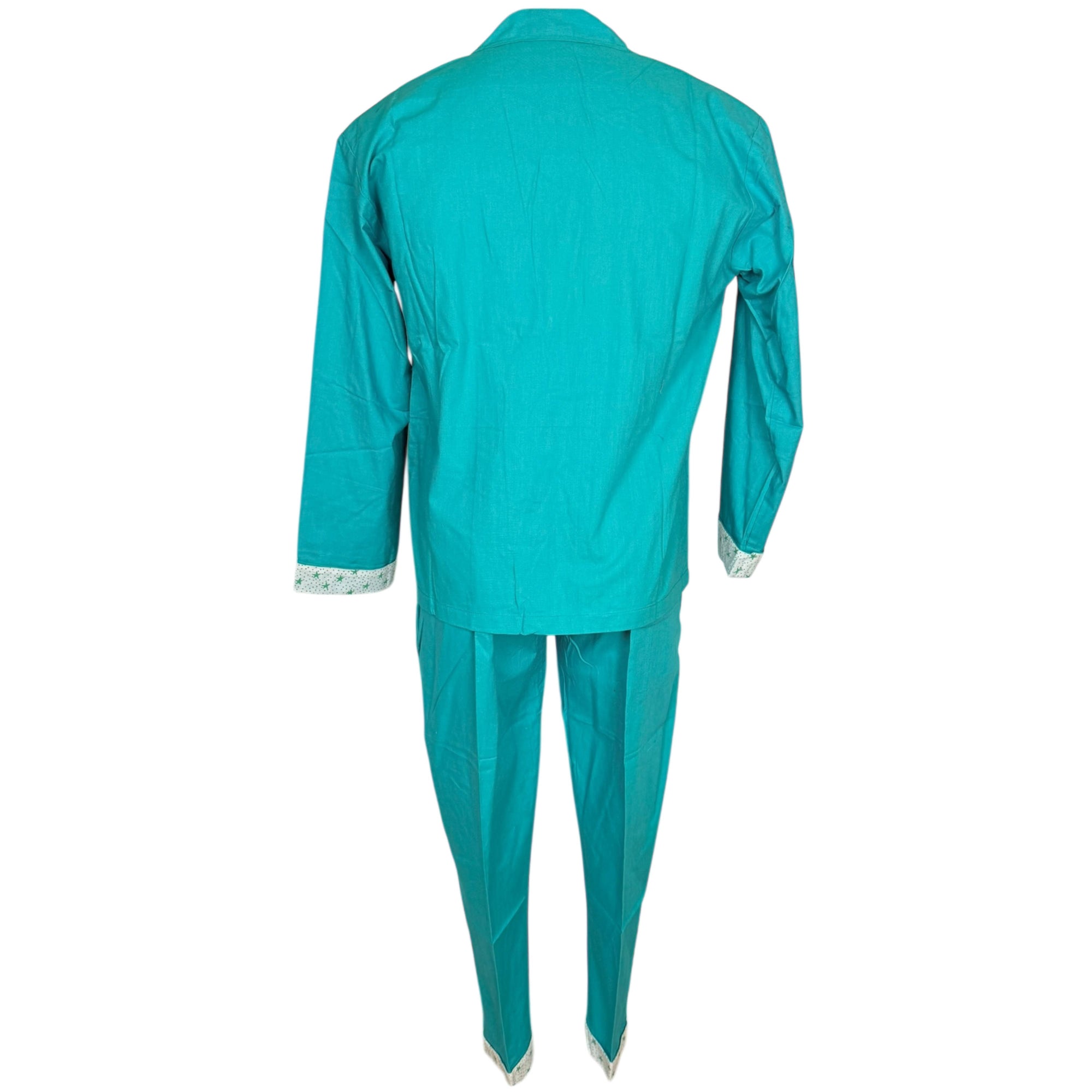 Vintage 1980s New Wave Suit Turquoise Cotton Cheers Brand