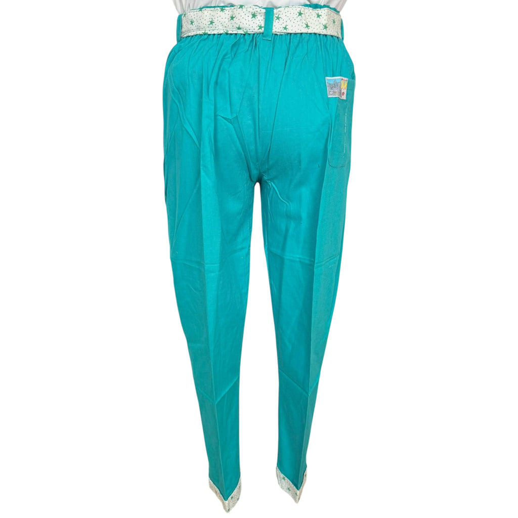 Vintage 1980s New Wave Suit Turquoise Cotton Cheers Brand