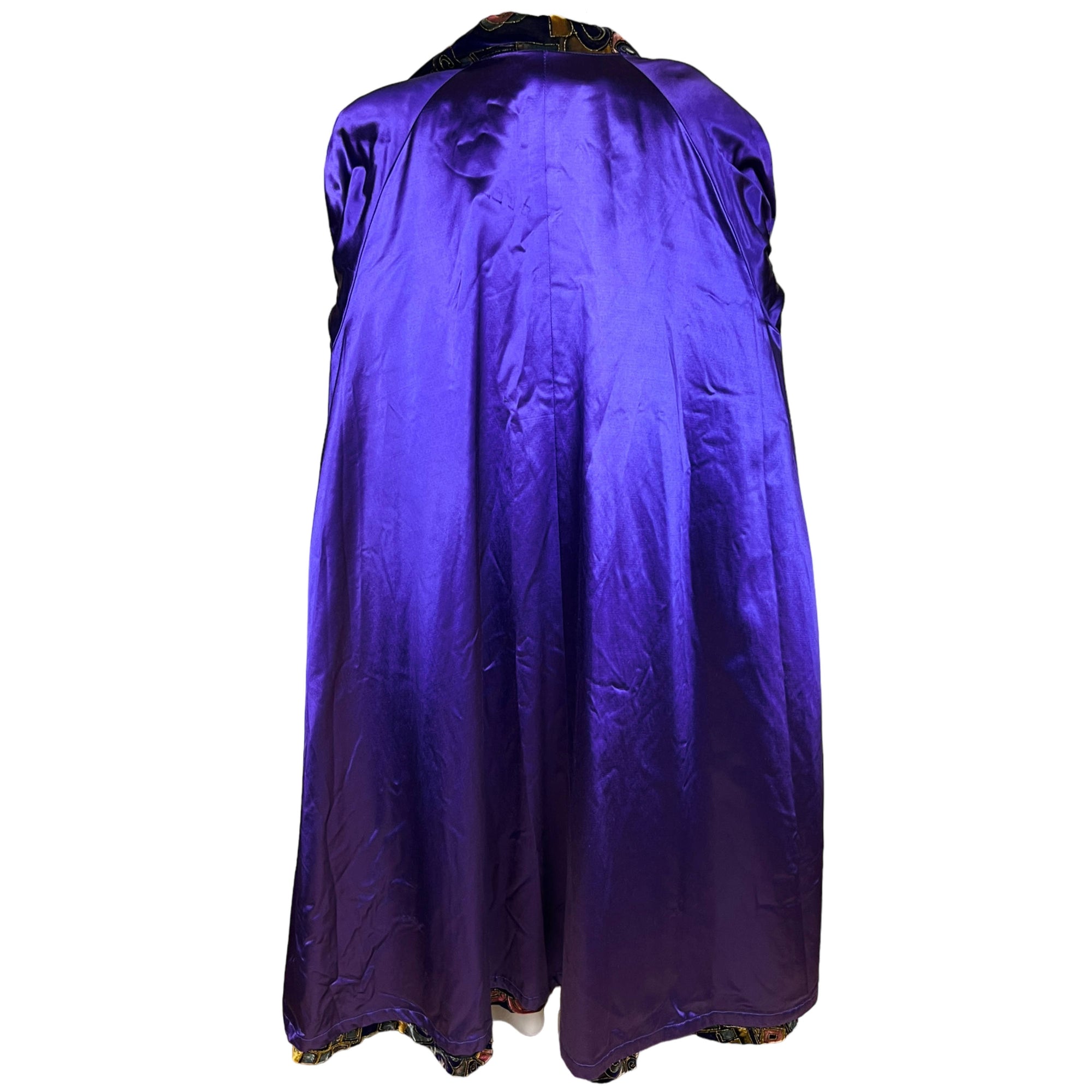 Vintage 1980s Coat Geometric Pattern Velvet Ladies Size L