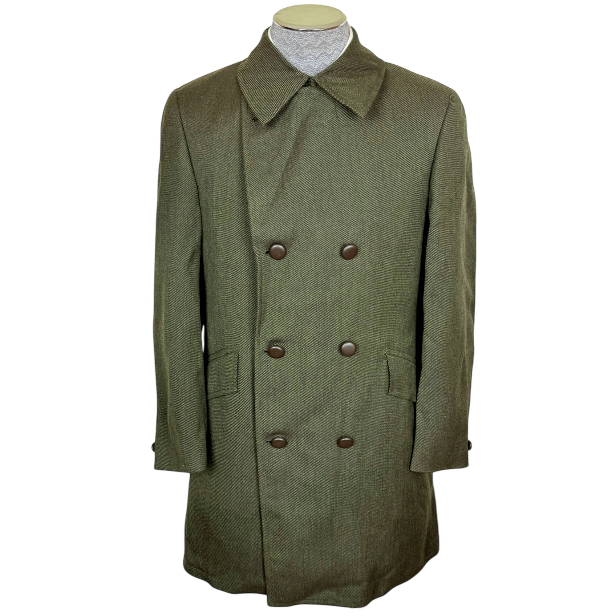 Unused  1970 Vintage Cavalry Twill Wool Coat Overcoat Sz 38