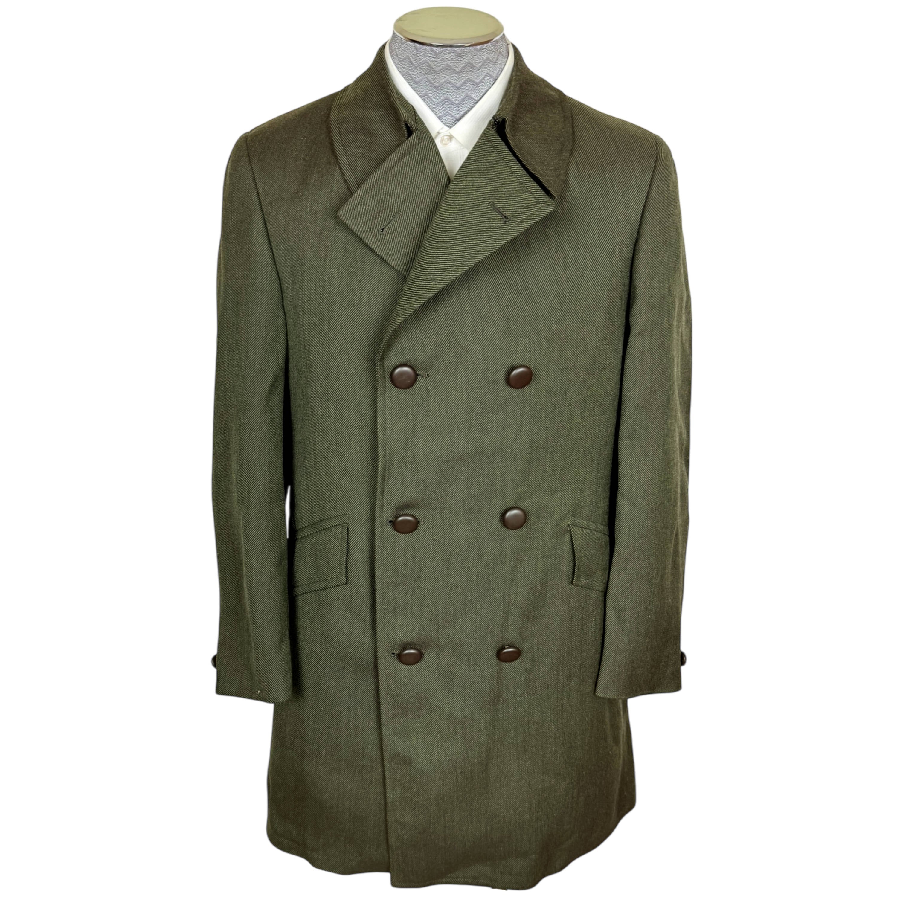 Unused 1970 Vintage Cavalry Twill Wool Coat Overcoat Sz 38