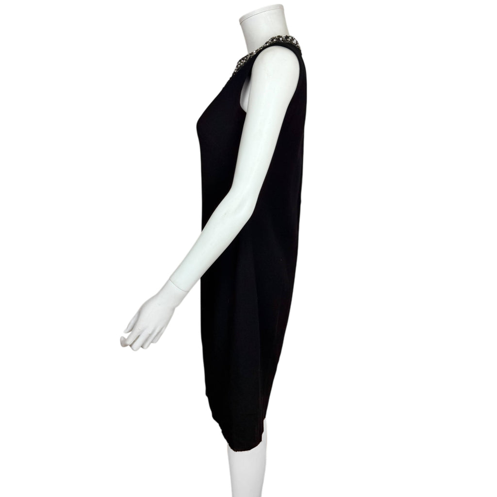 Vintage 1960s Cocktail Dress Black w Beaded Neck Size Small