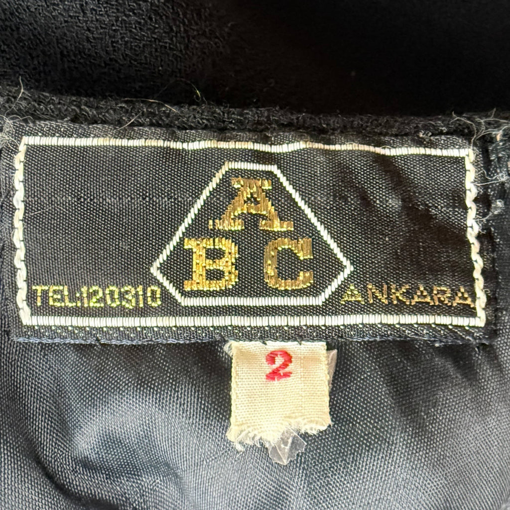 Vintage 1960s Cocktail Dress Black w Beaded Neck Size Small