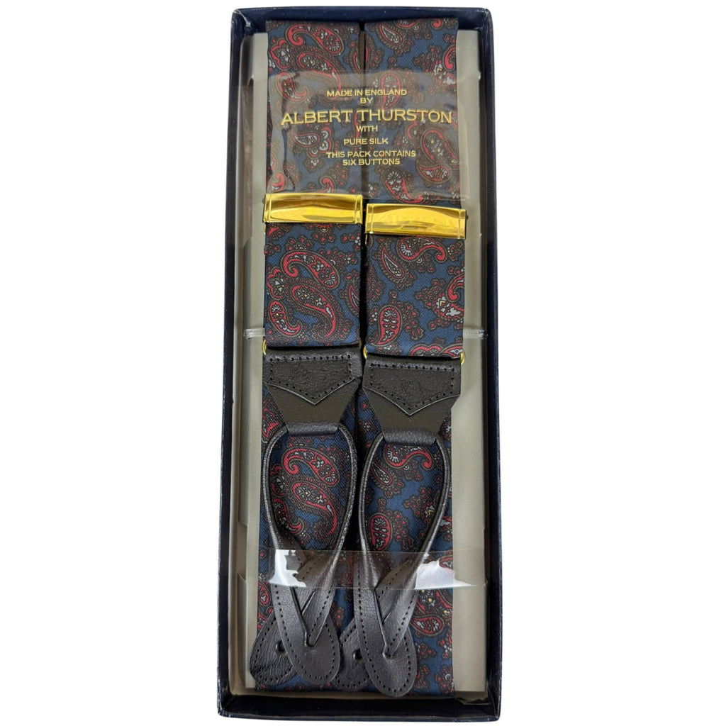 Unused 1990s Vintage Albert Thurston Pure Silk Suspenders Made in England