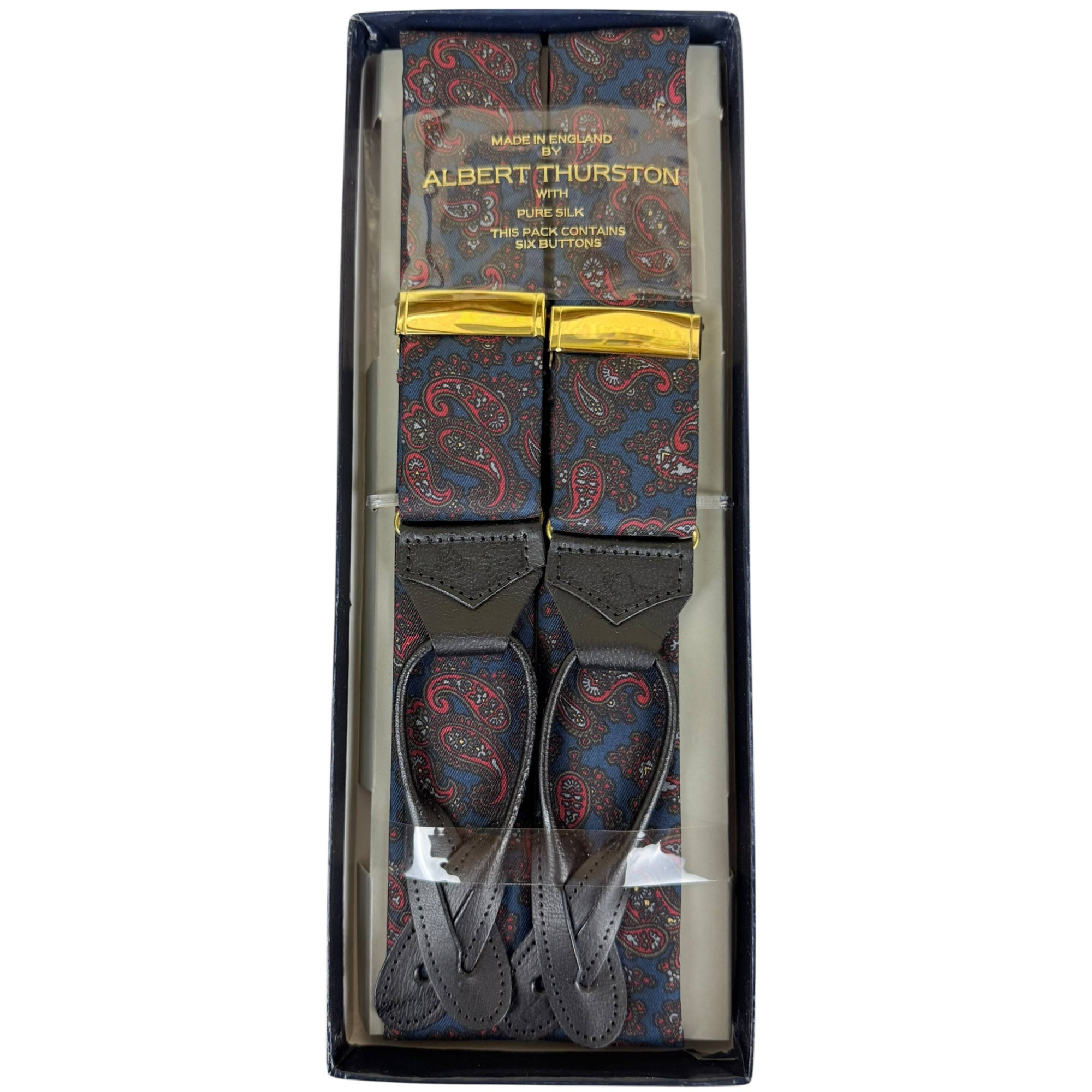 Unused 1990s Vintage Albert Thurston Pure Silk Suspenders Made in England