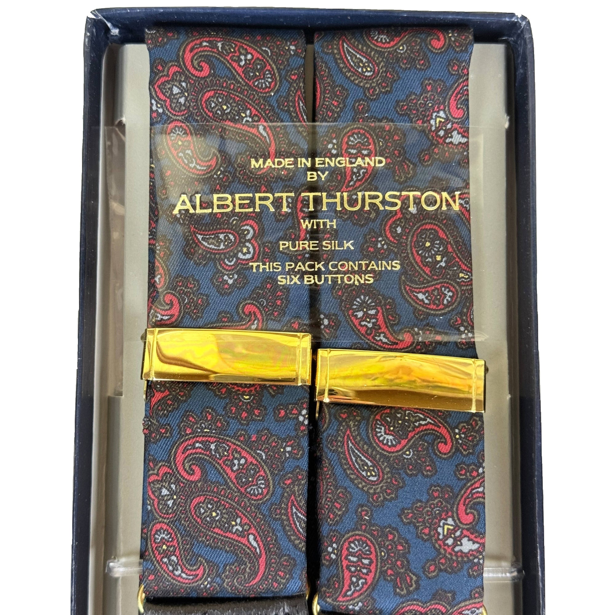 Unused 1990s Vintage Albert Thurston Pure Silk Suspenders Made in England
