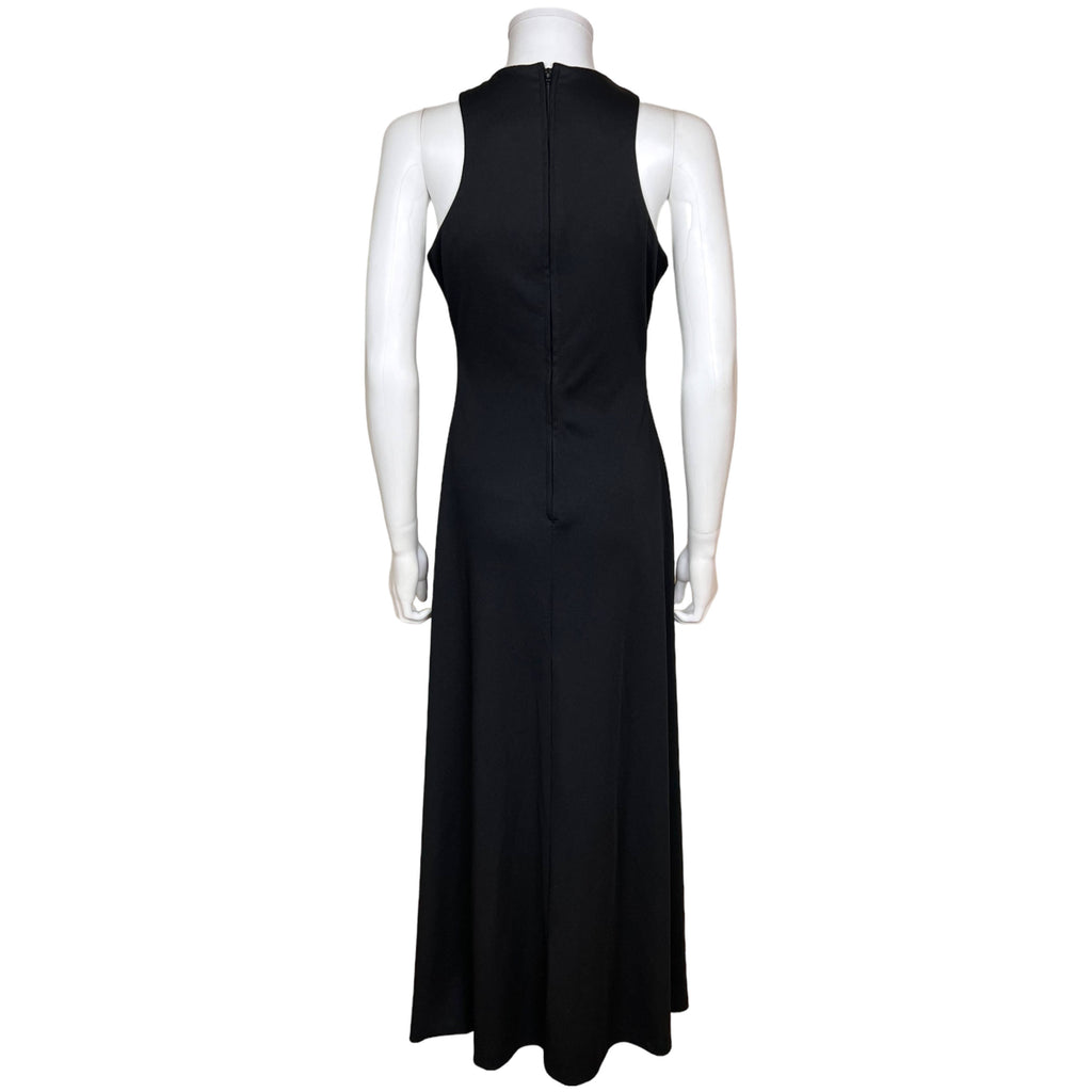 Vintage 1970s Disco Dress Black Maxi Length Size M