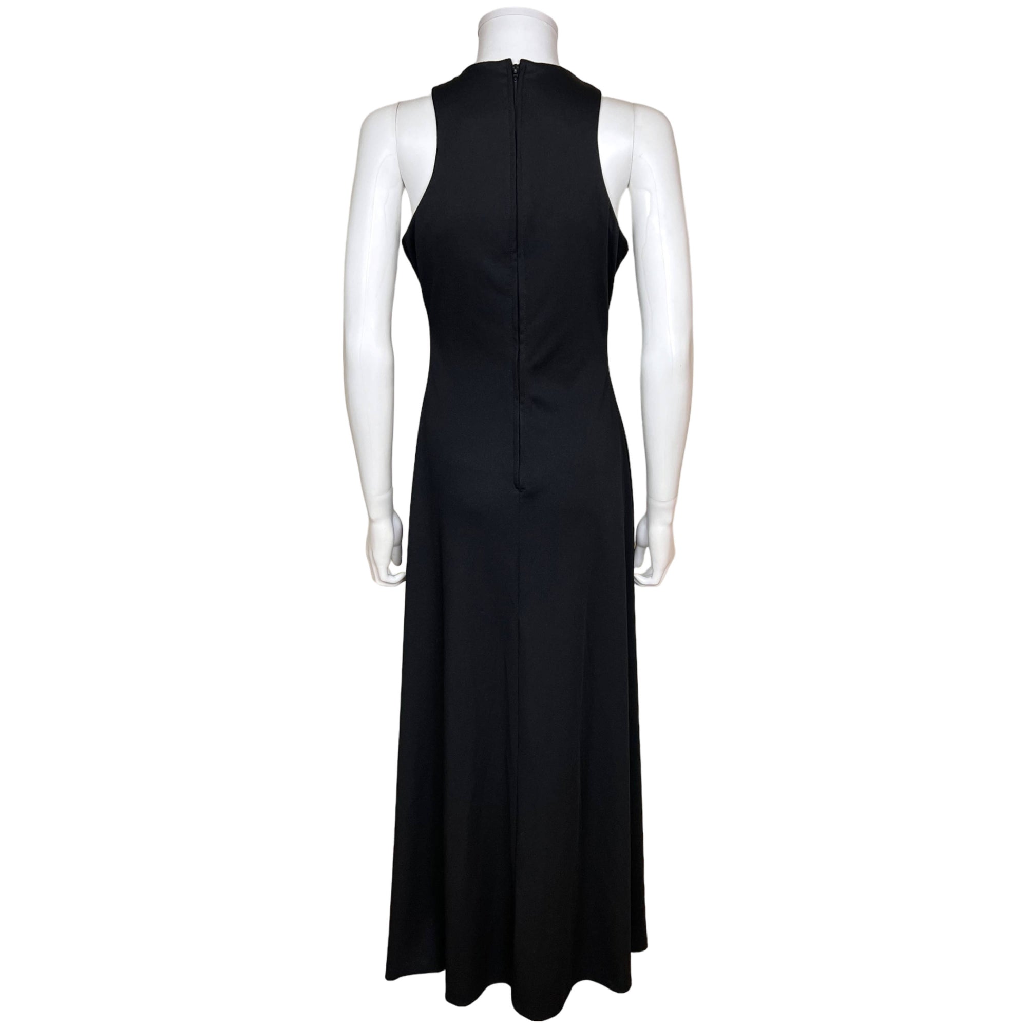 Vintage 1970s Disco Dress Black Maxi Length Size M