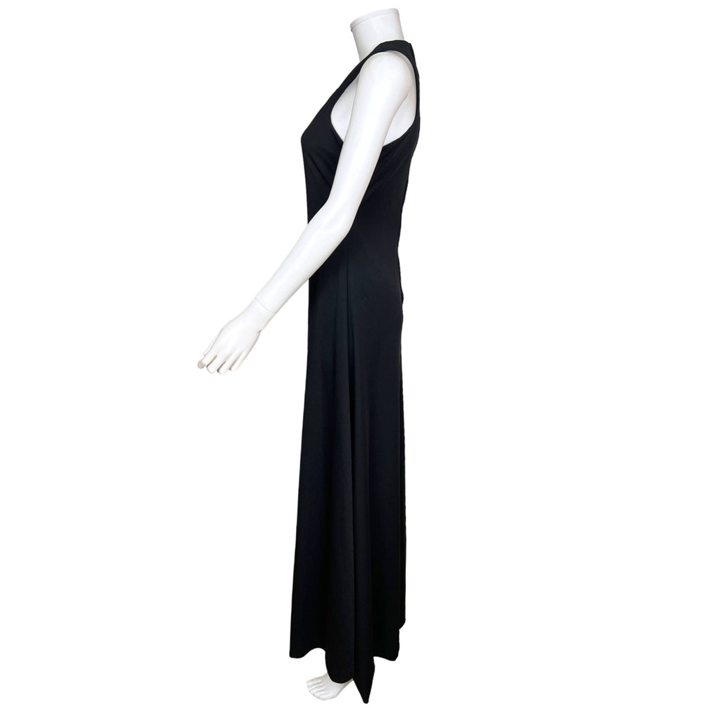 Vintage 1970s Disco Dress Black Maxi Length Size M