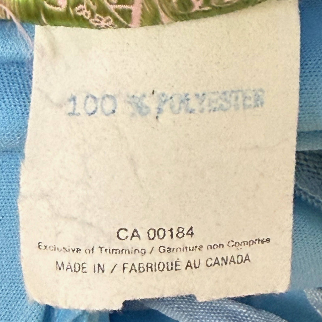 Content label on vintage 1970s maxi dress by Algo 