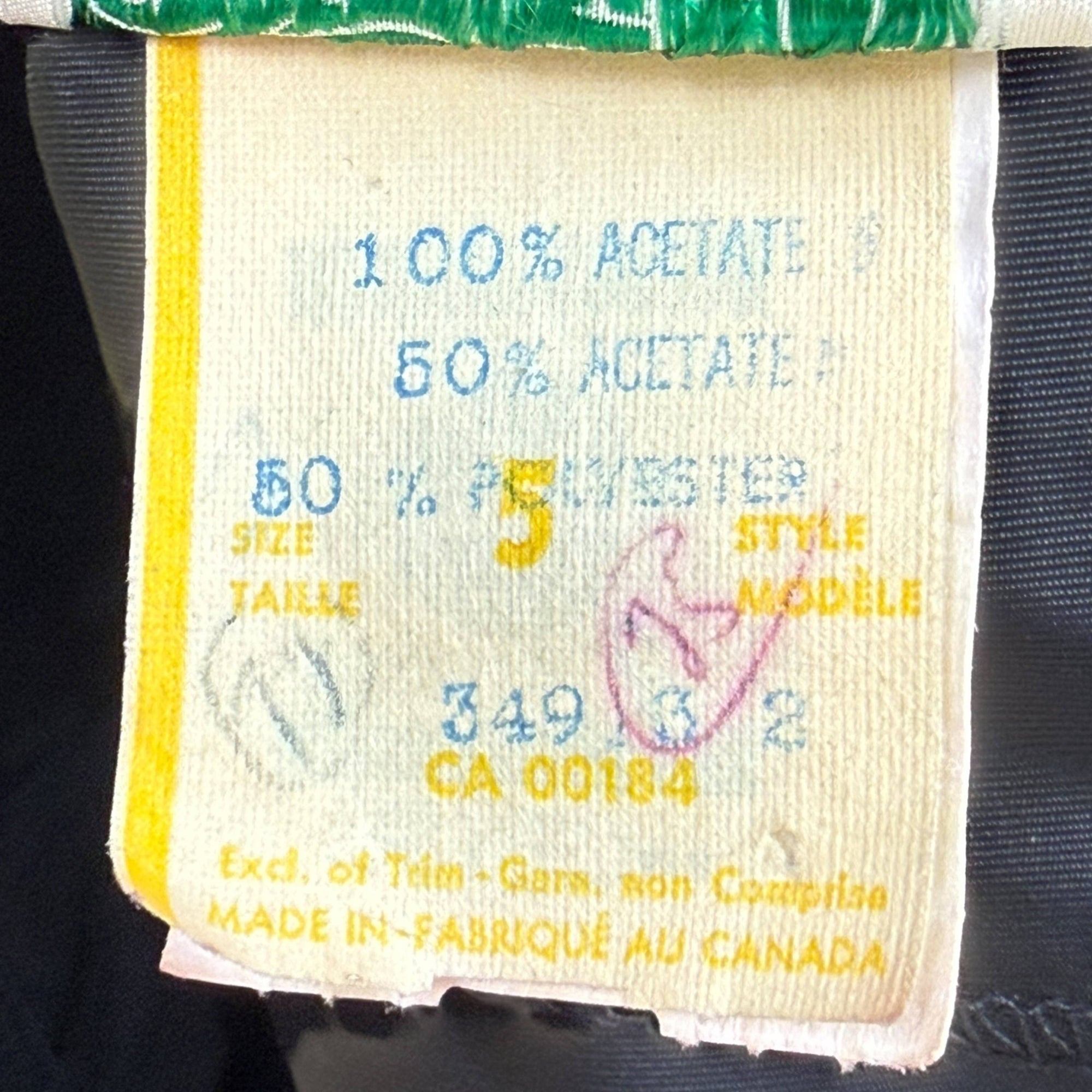 Vintage 1970s Black Dress with Textured Sheer Sleeves Algo-ettes Canada