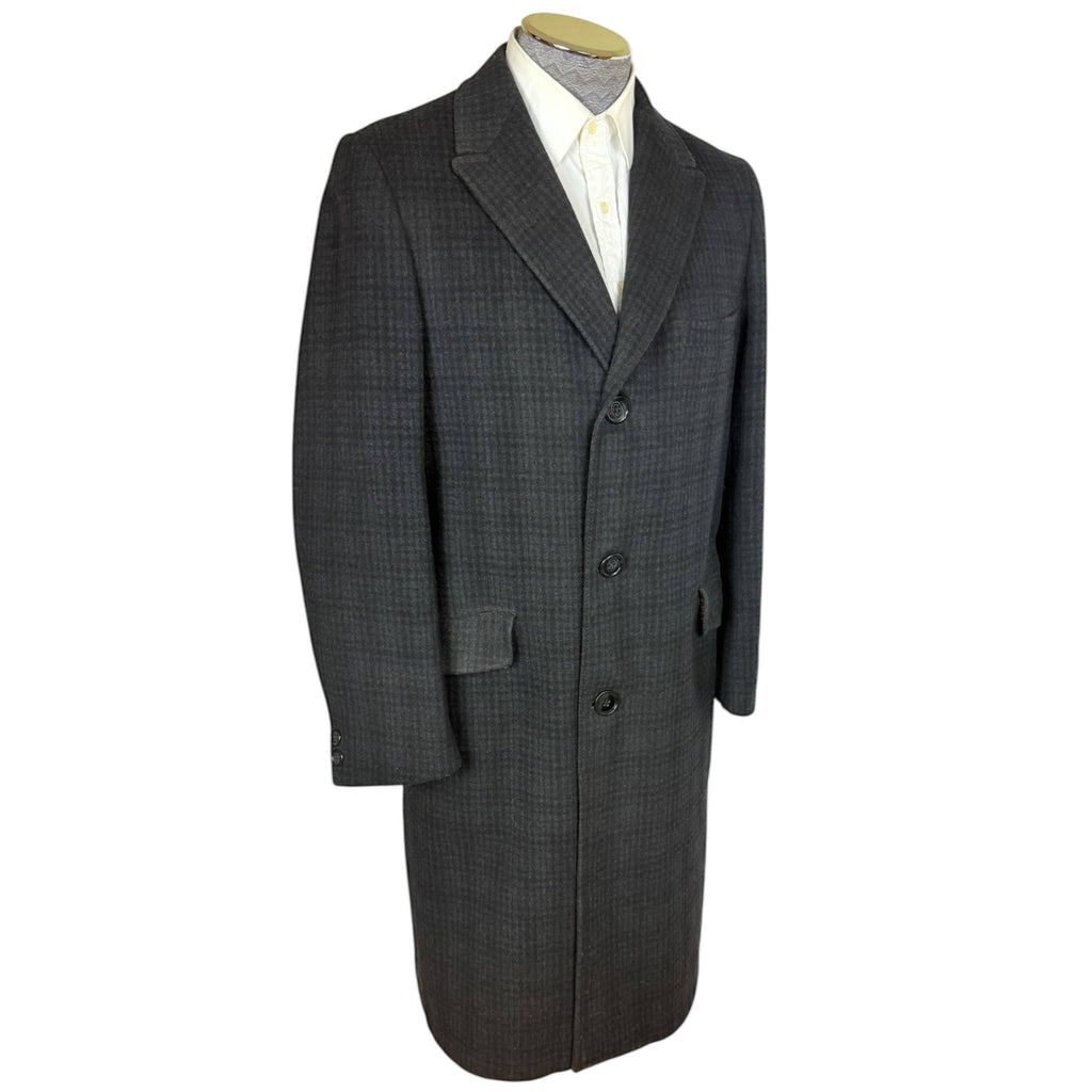 Dated 1962 Vintage 1960s Overcoat Checked Wool Coat Mens M