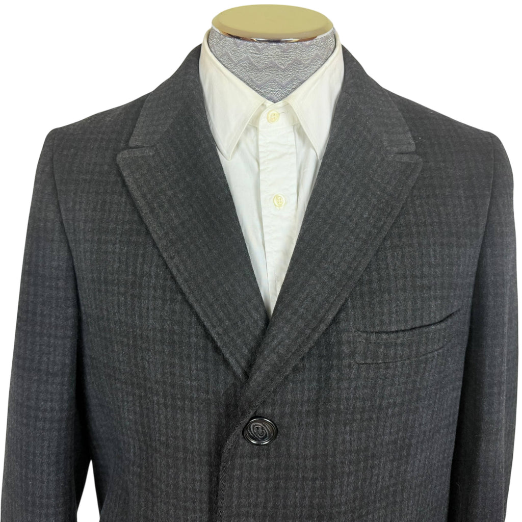 Dated 1962 Vintage 1960s Overcoat Checked Wool Coat Mens M