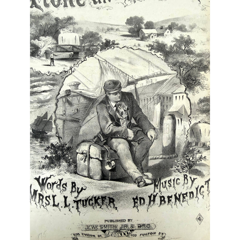 detail of front cover of Alone and Forsaken Victorian sheet music