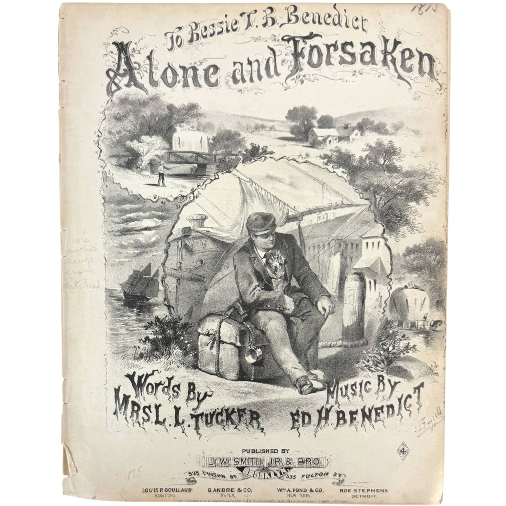 Alone and Forsaken 1875 Victorian sheet music illustrated cover