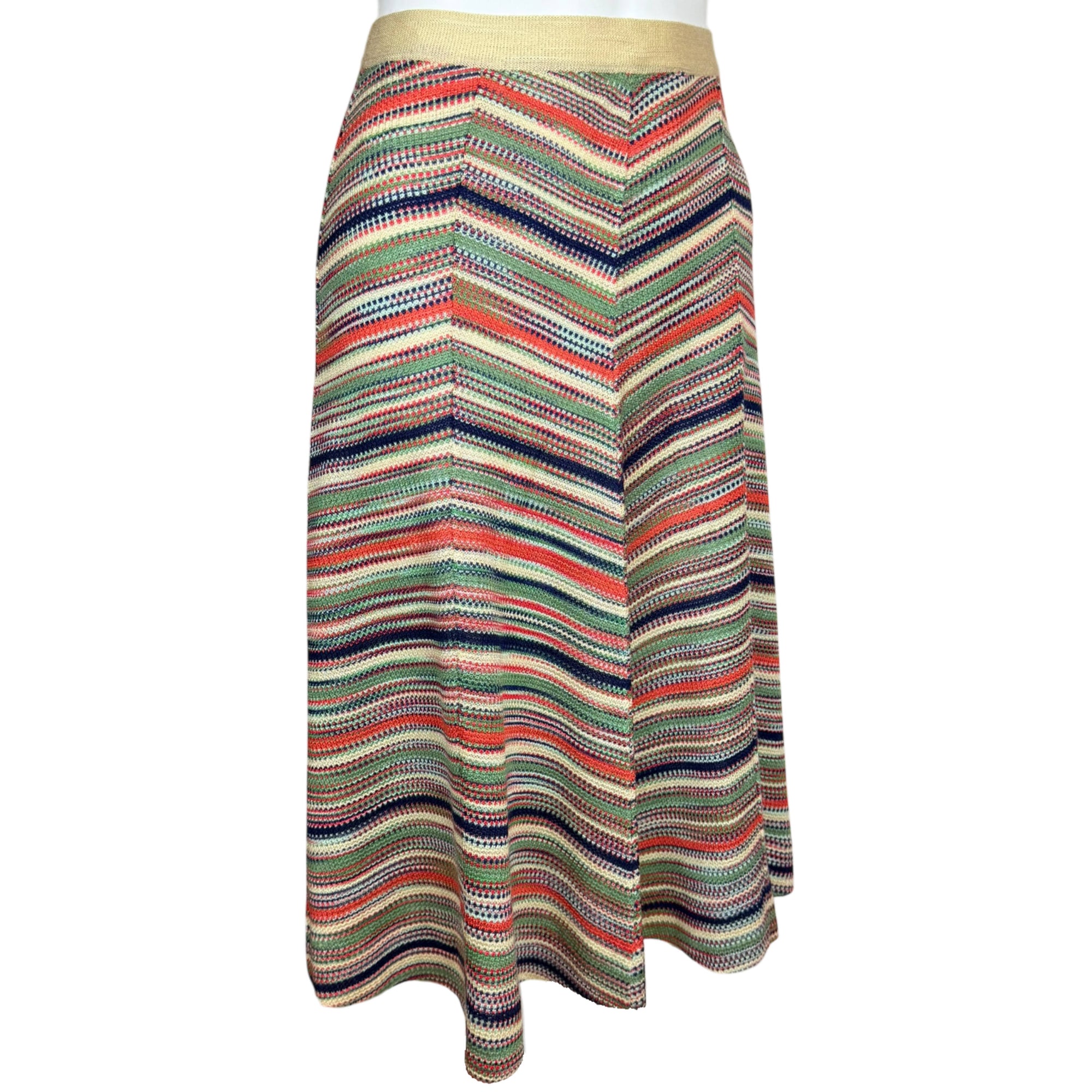 Vintage 70s Knit Skirt Chevron Stripe Acrylic Made in Italy