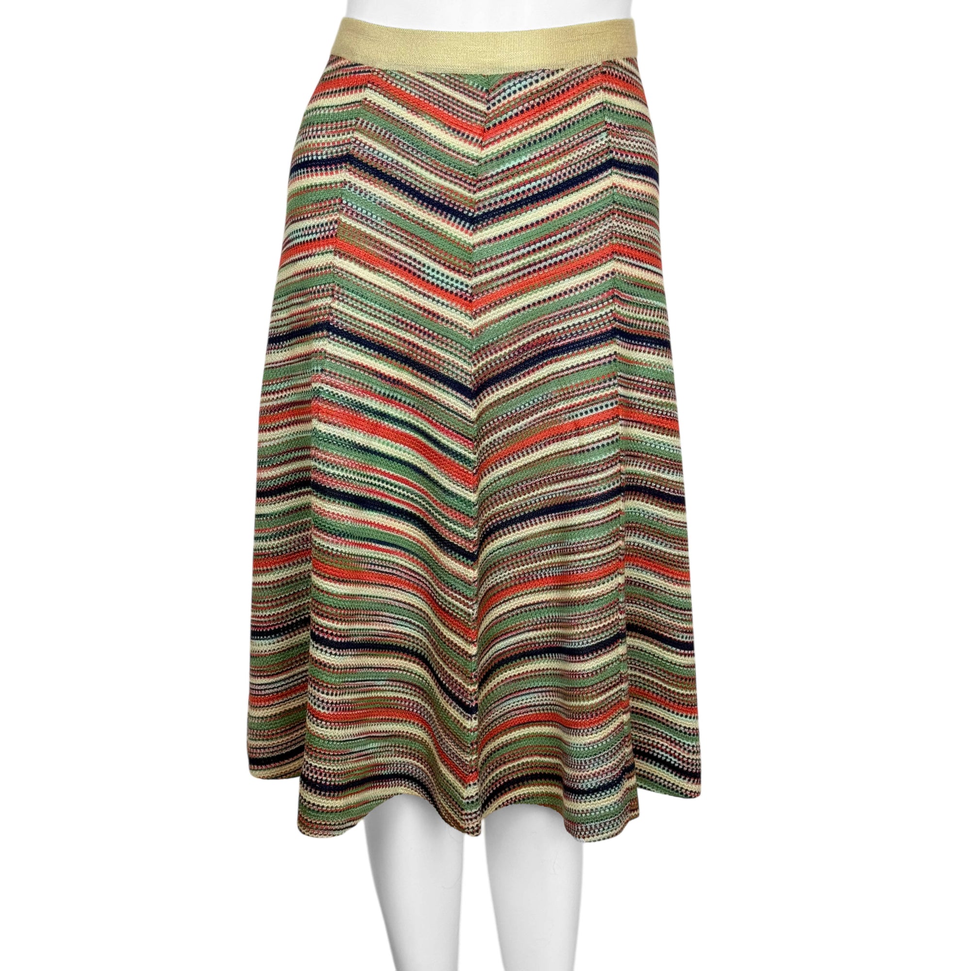 Vintage 70s Knit Skirt Chevron Stripe Acrylic Made in Italy