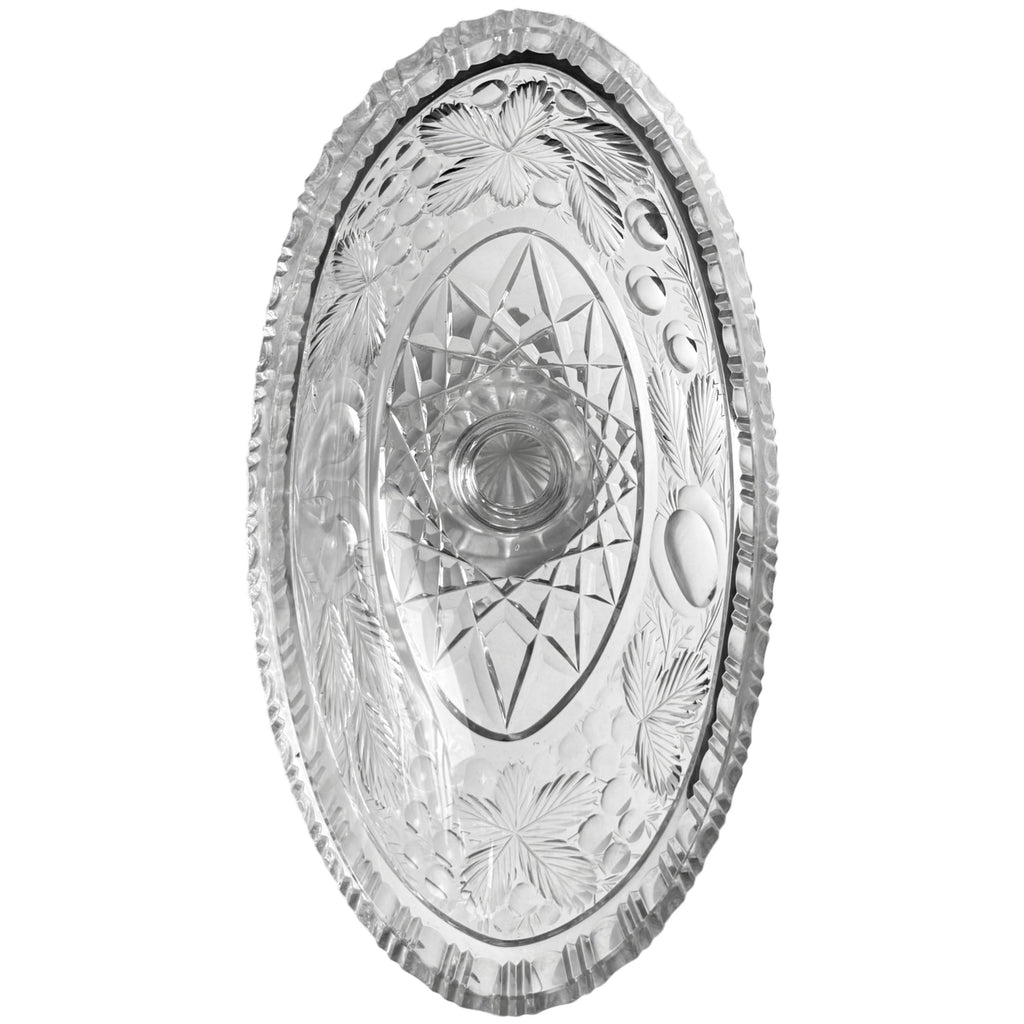 Antique Anglo-Irish Cut Glass Compote Oval Pedestal Bowl