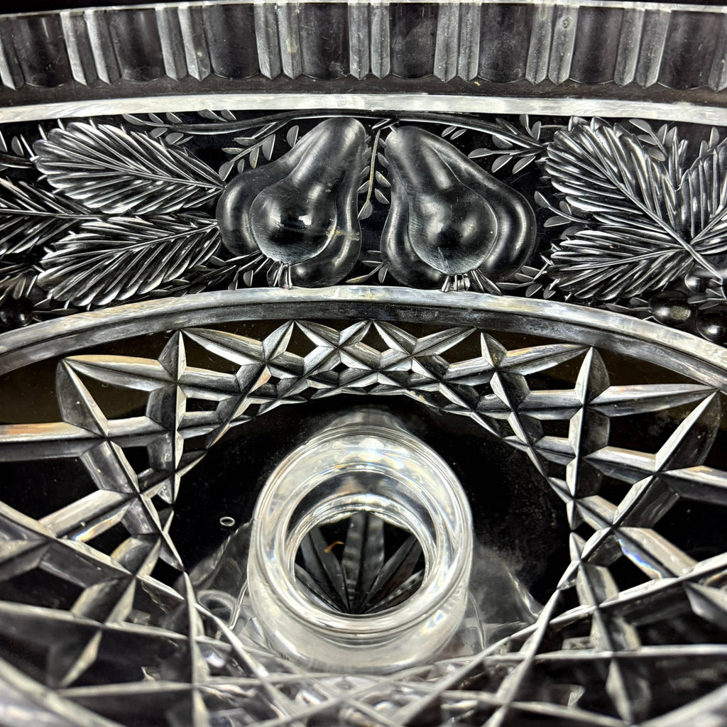 Antique Anglo-Irish Cut Glass Compote Oval Pedestal Bowl