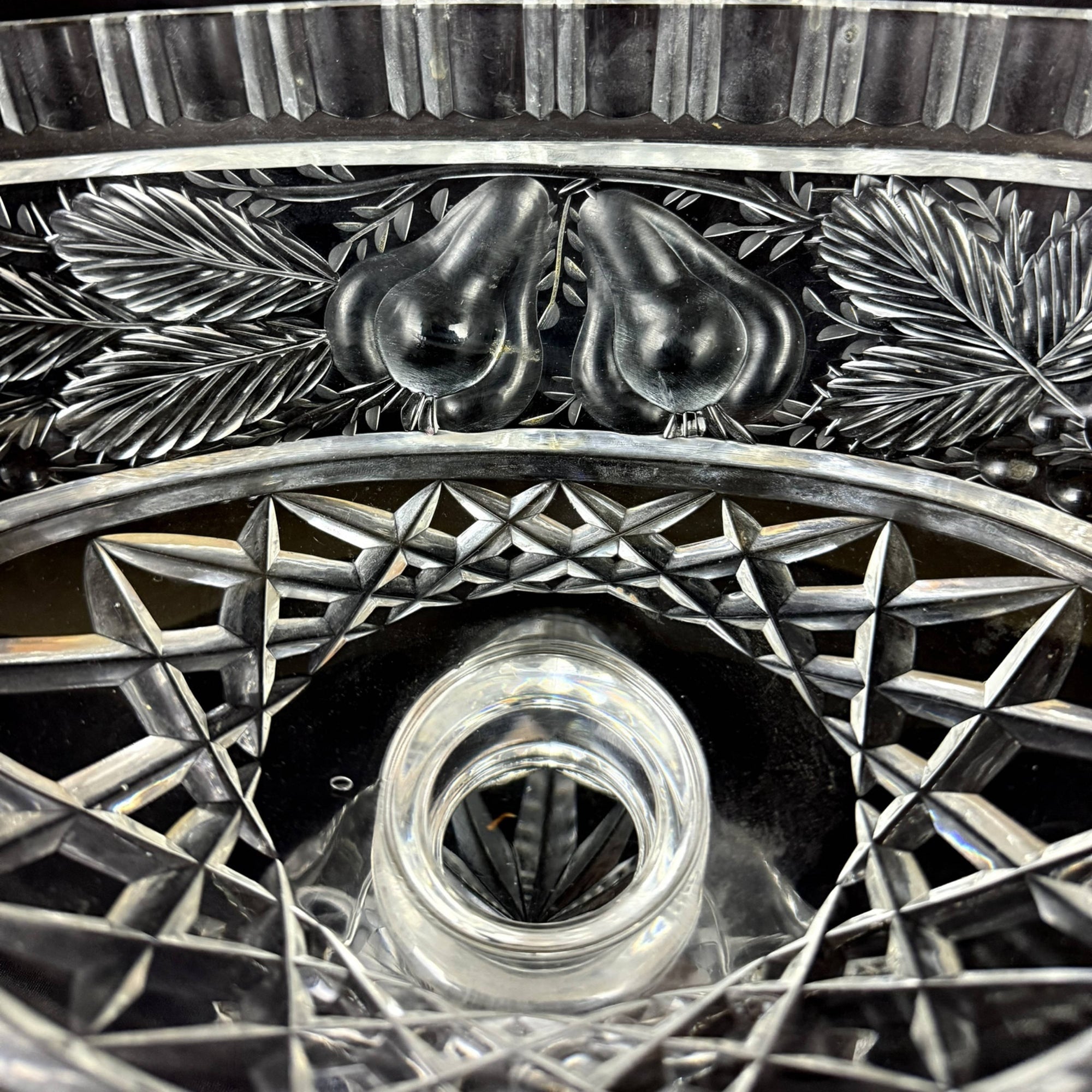 Antique Anglo-Irish Cut Glass Compote Oval Pedestal Bowl